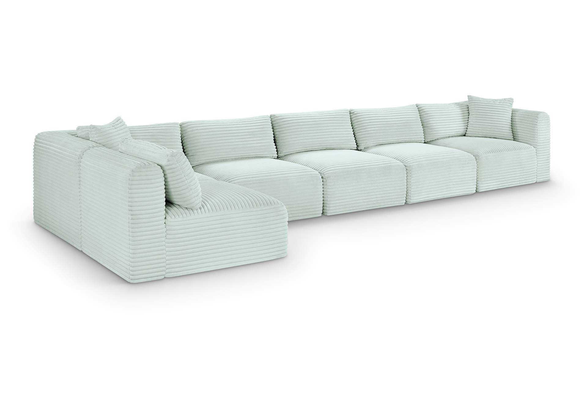 Shaggy Mint Corduroy Performance Fabric Modular Sectional image 1