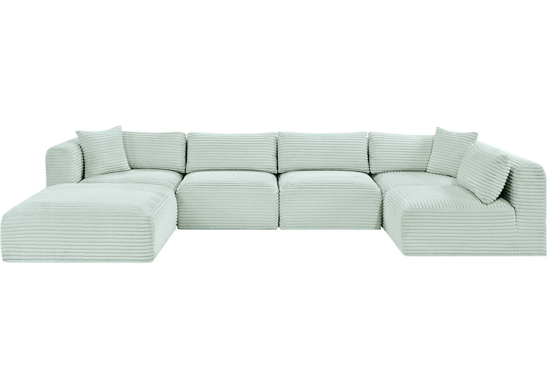 Shaggy Mint Corduroy Performance Fabric Modular Sectional