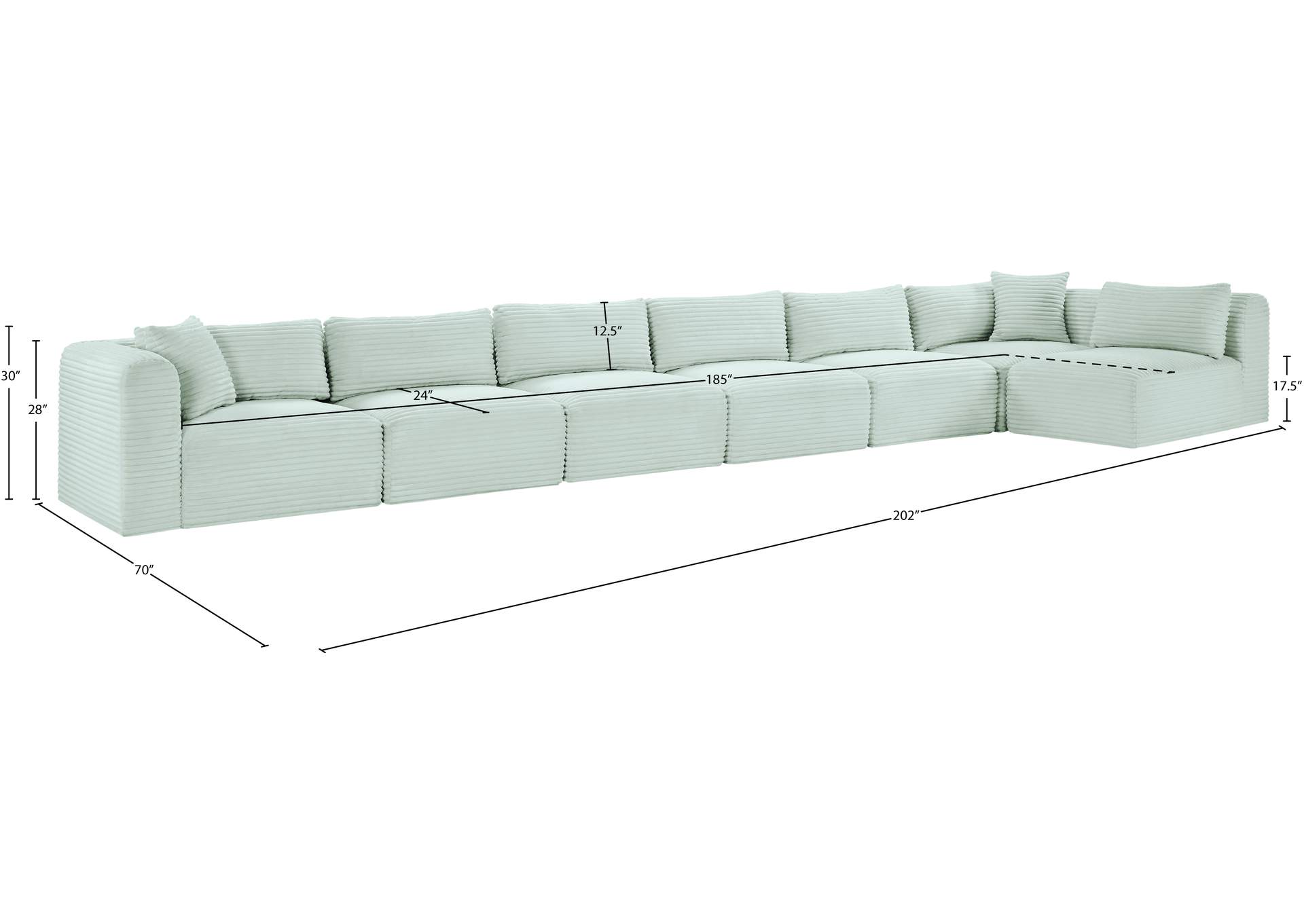 Shaggy Mint Corduroy Performance Fabric Modular Sectional image 14