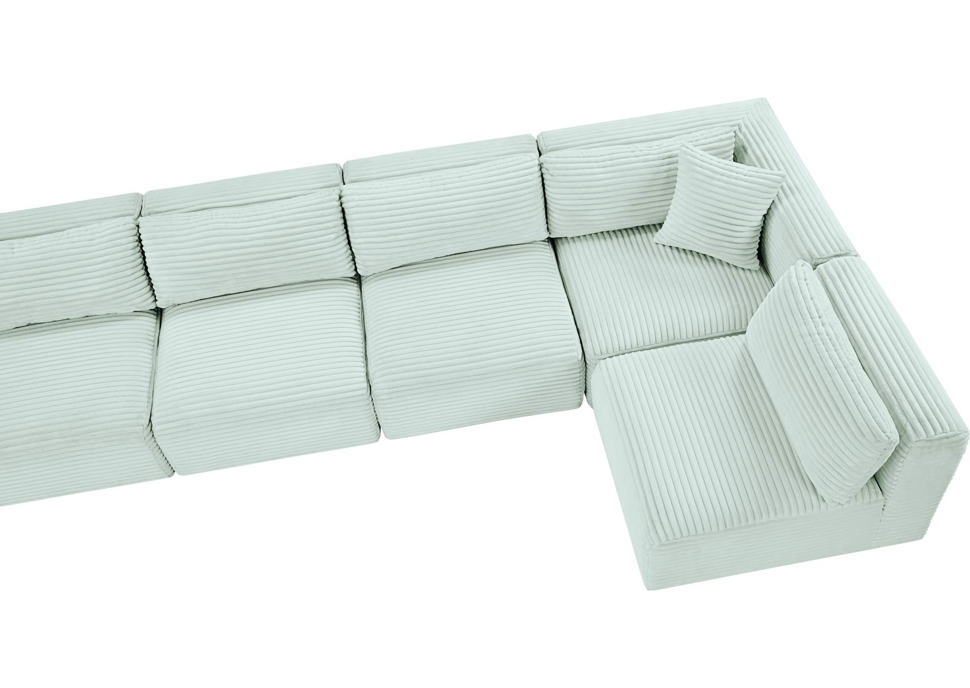 Shaggy Mint Corduroy Performance Fabric Modular Sectional image 11