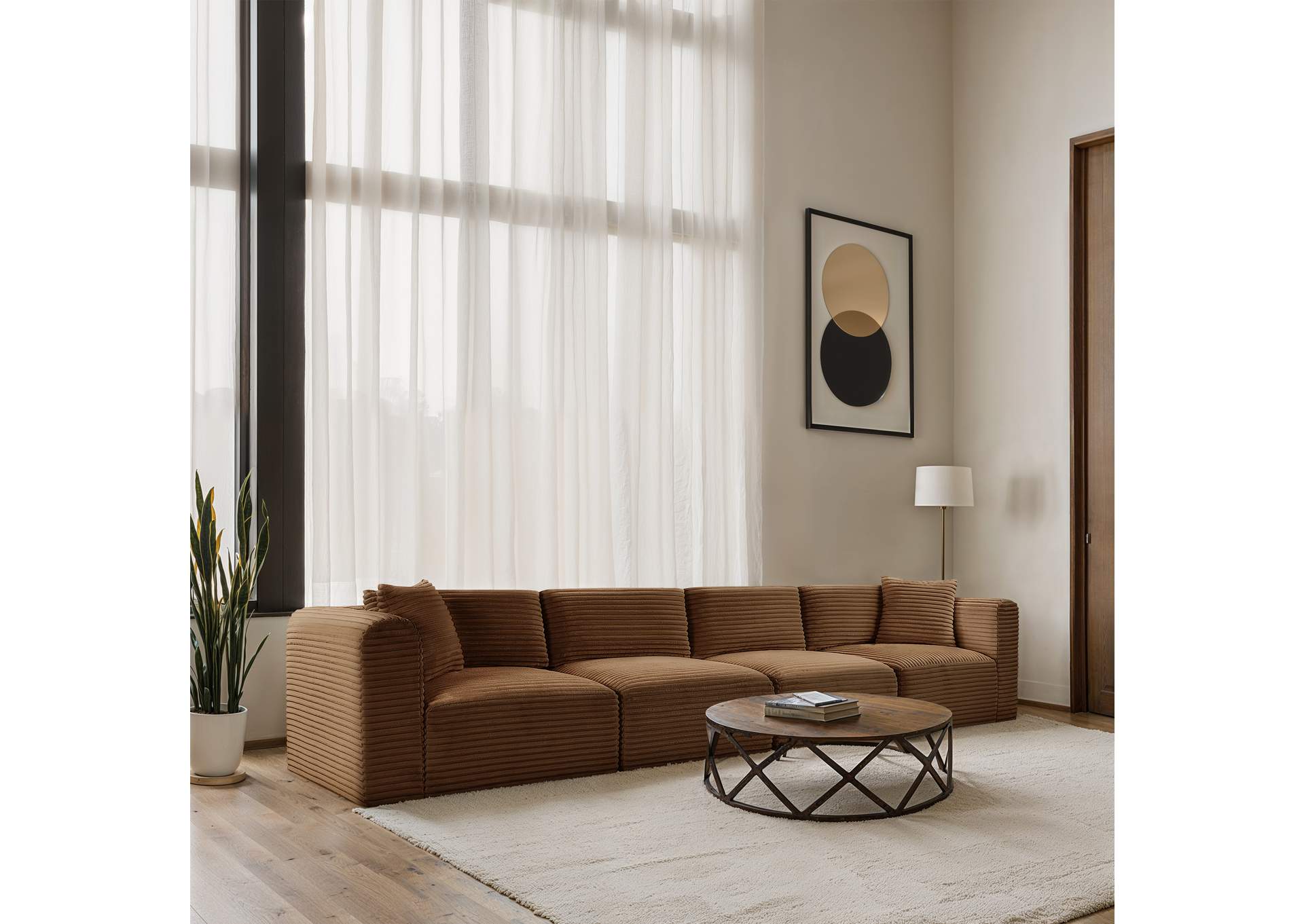 Shaggy Saddle Corduroy Performance Fabric Modular Sofa