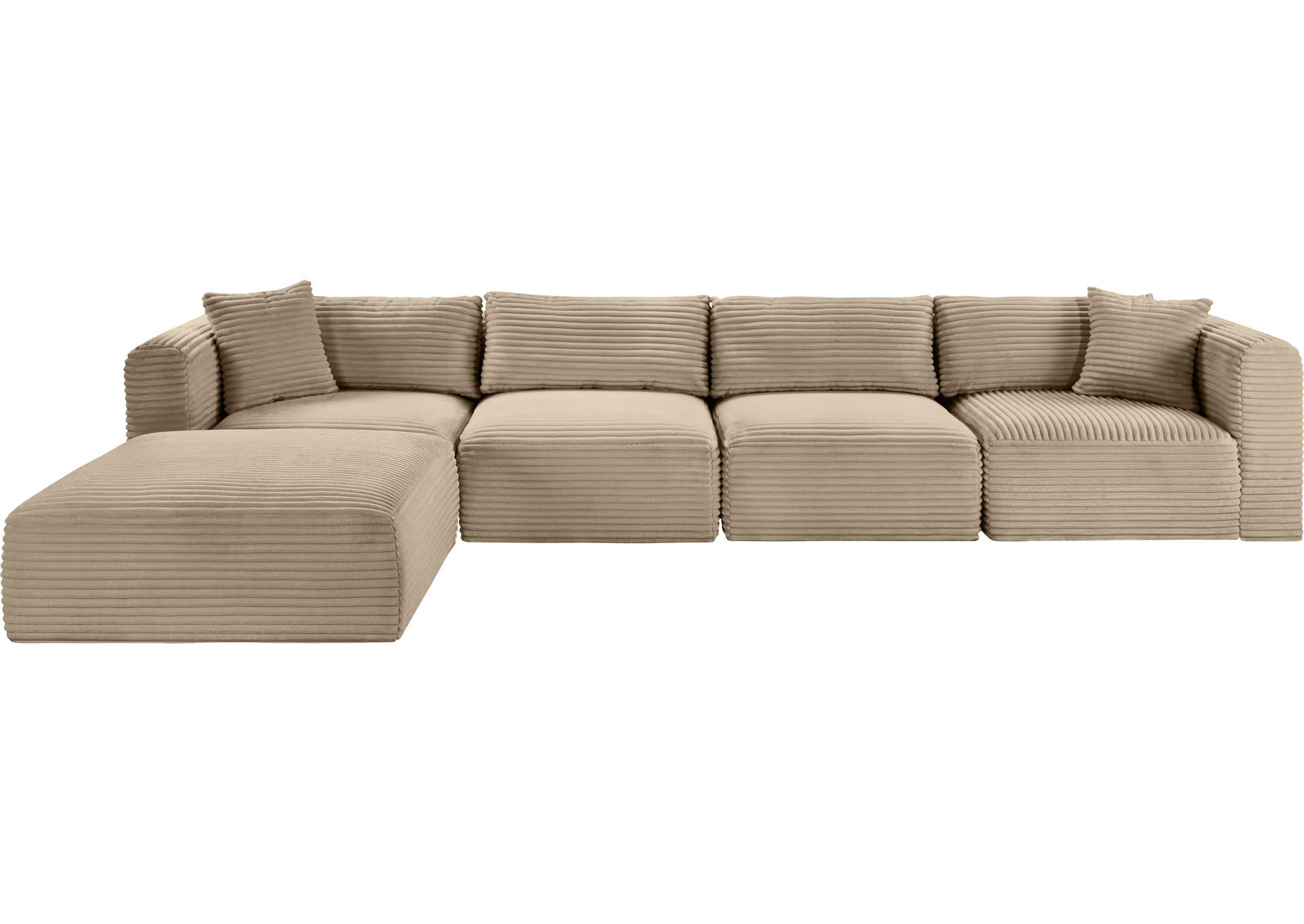 Shaggy Taupe Corduroy Performance Fabric Modular Sectional