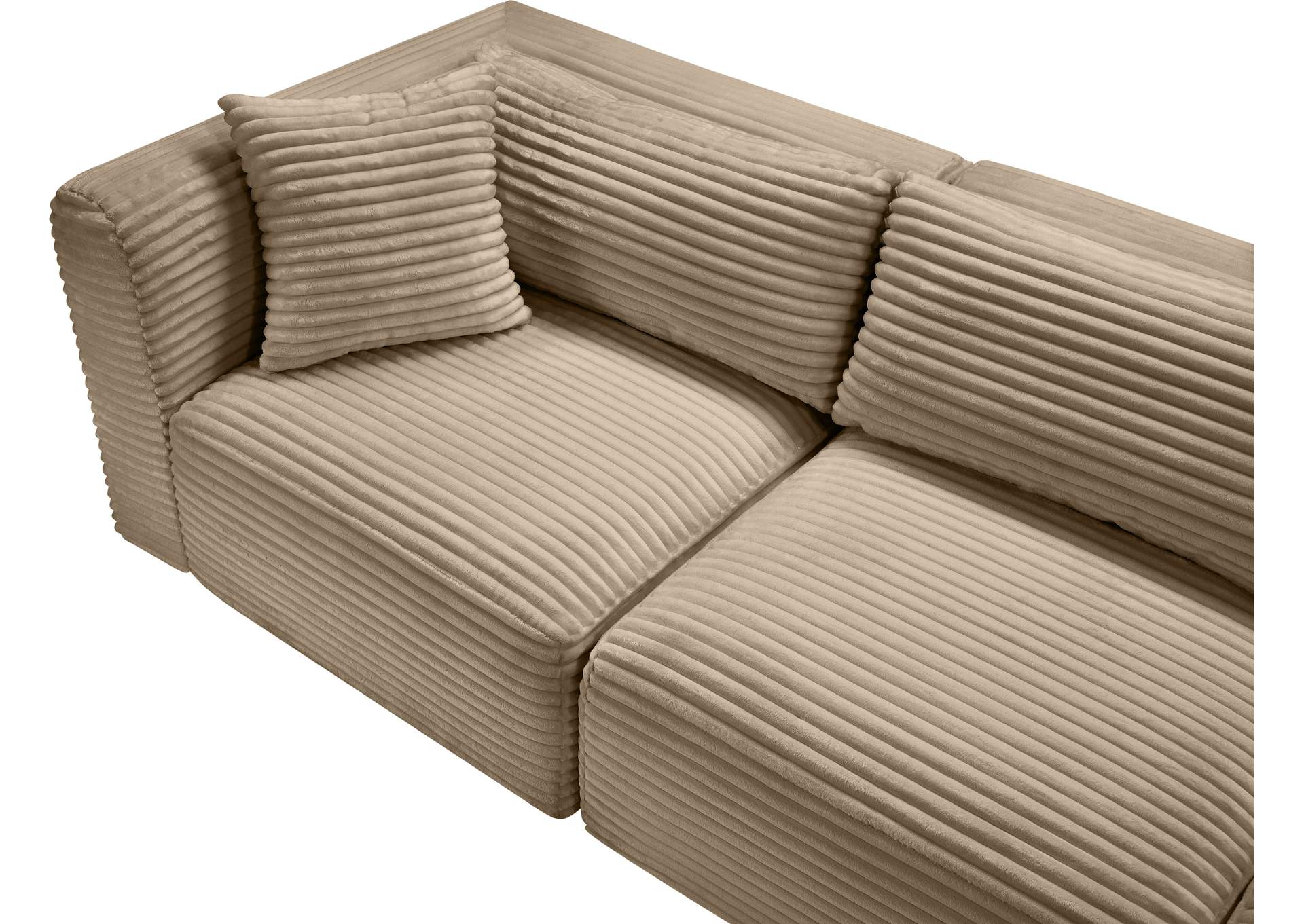 Shaggy Taupe Corduroy Performance Fabric Modular Sectional