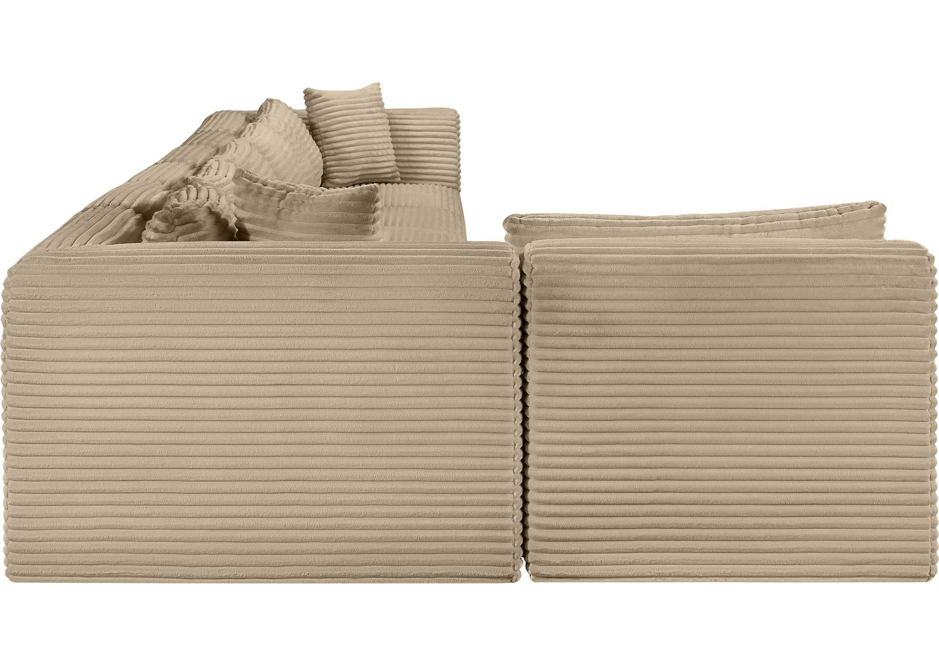 Shaggy Taupe Corduroy Performance Fabric Modular Sectional