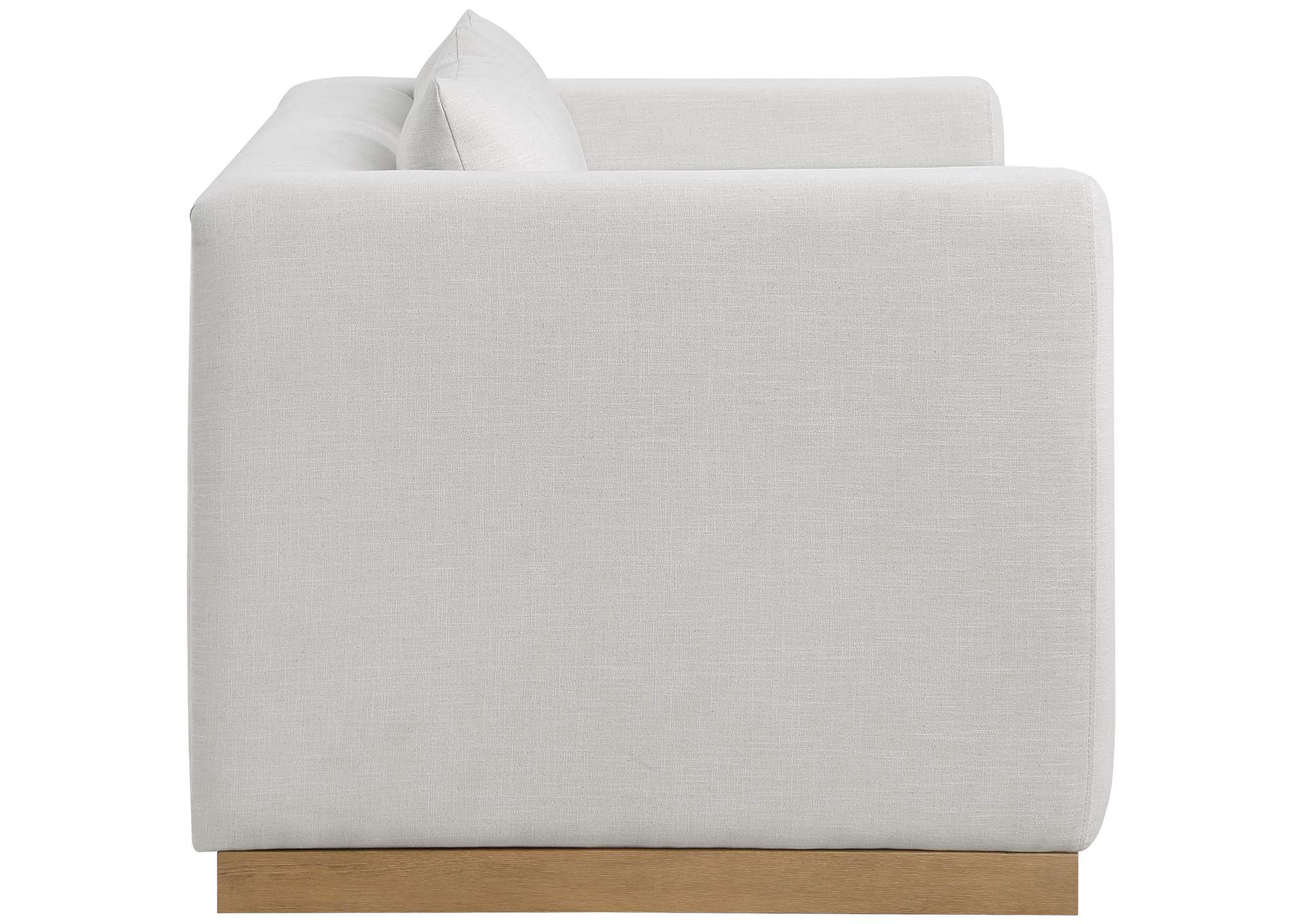 Alfie Cream Linen Textured Fabic Loveseat