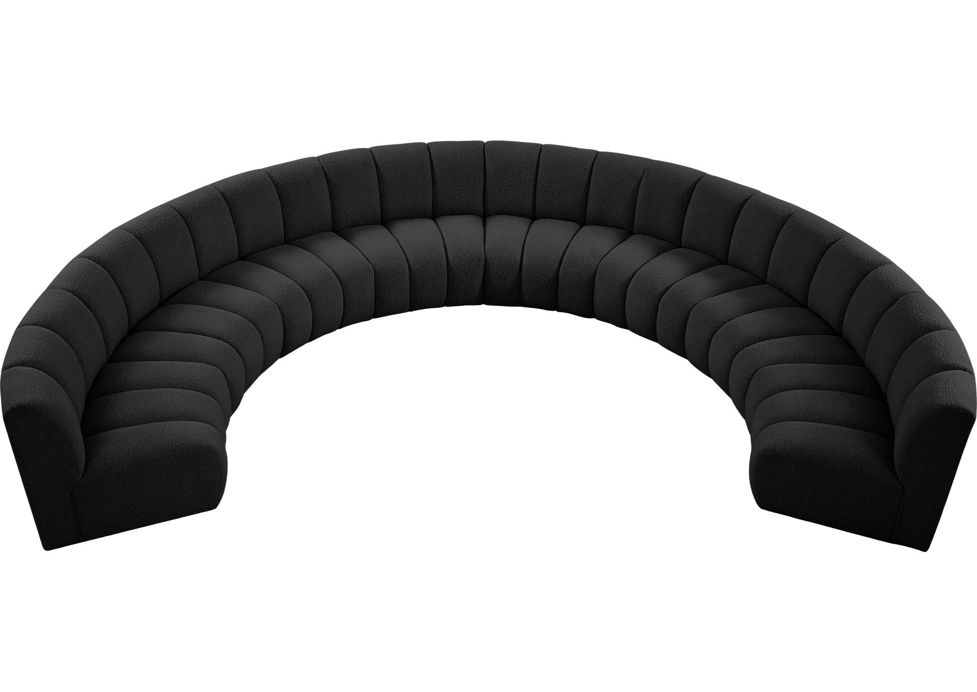 Infinity Black Boucle Fabric 8 Piece Modular Sectional