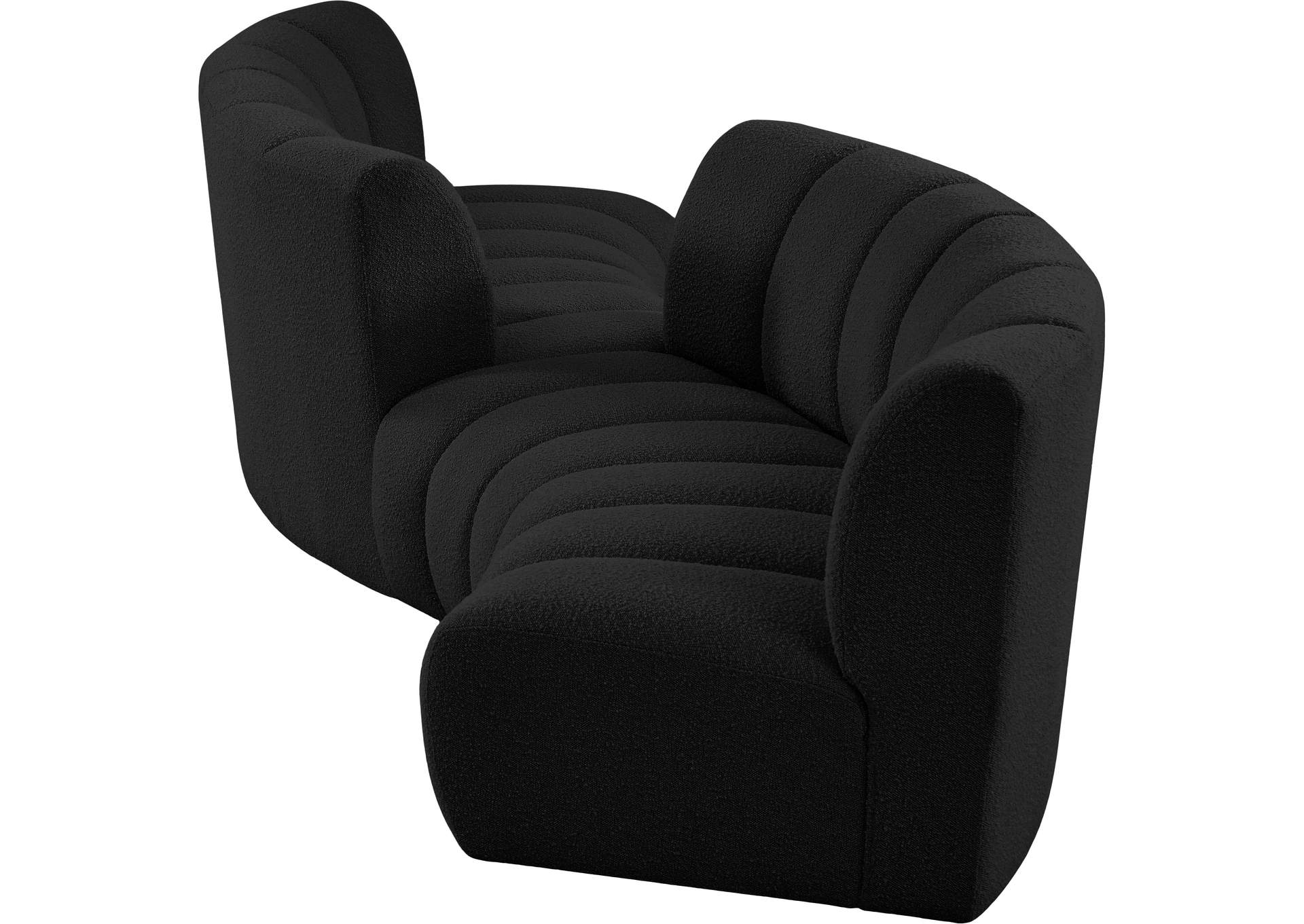 Infinity Black Boucle Fabric 4 Piece Modular Sectional