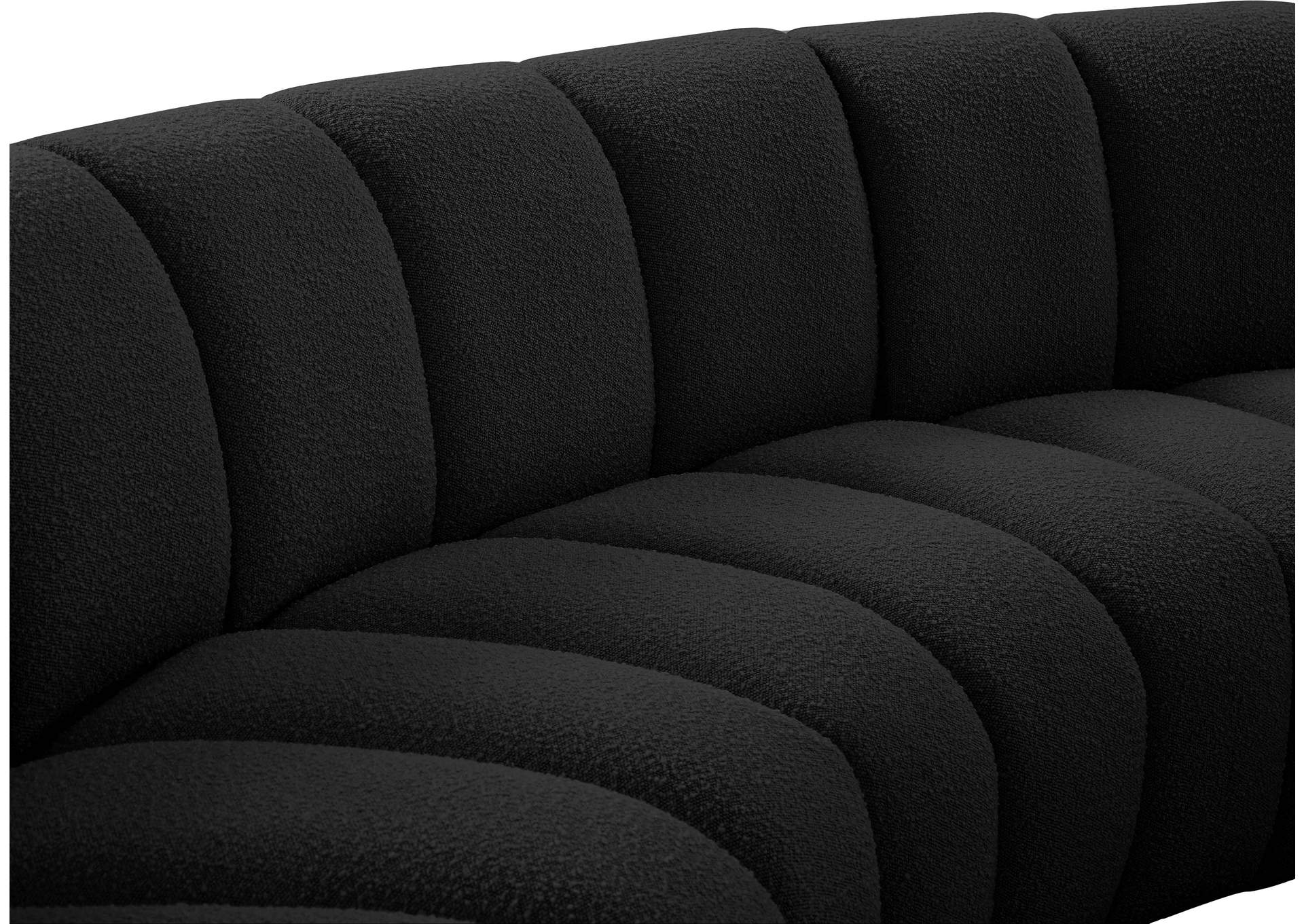 Infinity Black Boucle Fabric 4 Piece Modular Sectional