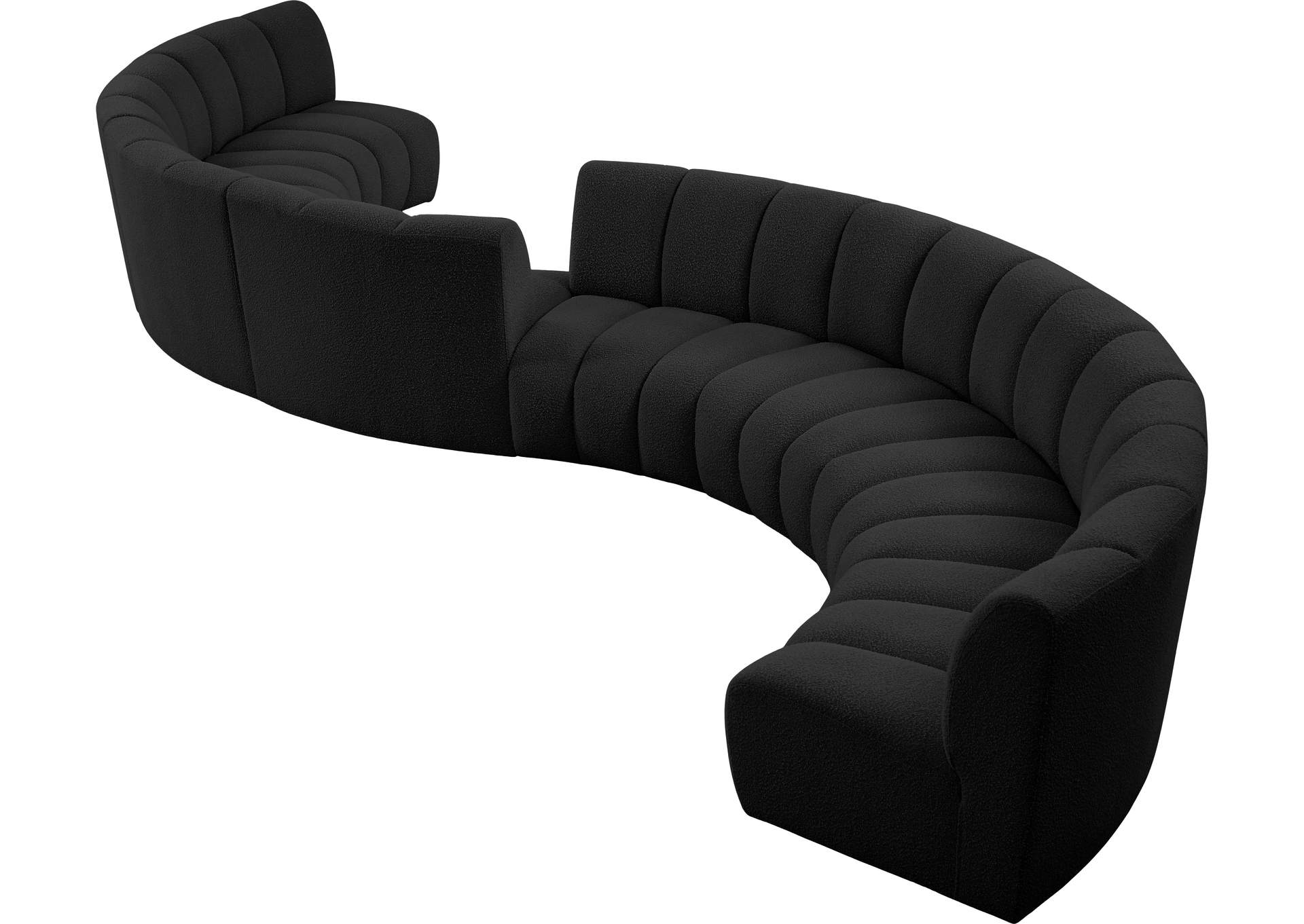 Infinity Black Boucle Fabric 8 Piece Modular Sectional