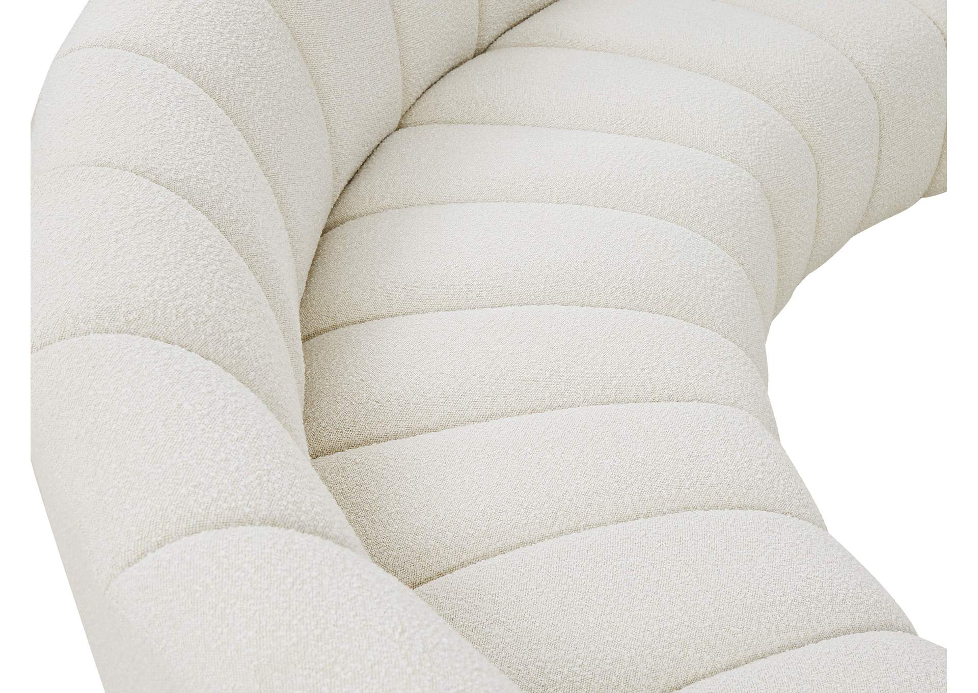 Infinity Cream Boucle Fabric 5 Piece Modular Sectional