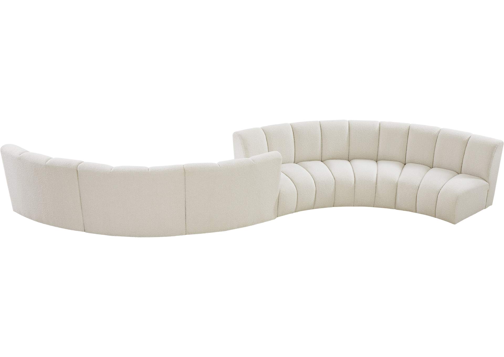 Infinity Cream Boucle Fabric 6 Piece . Modular Sectional