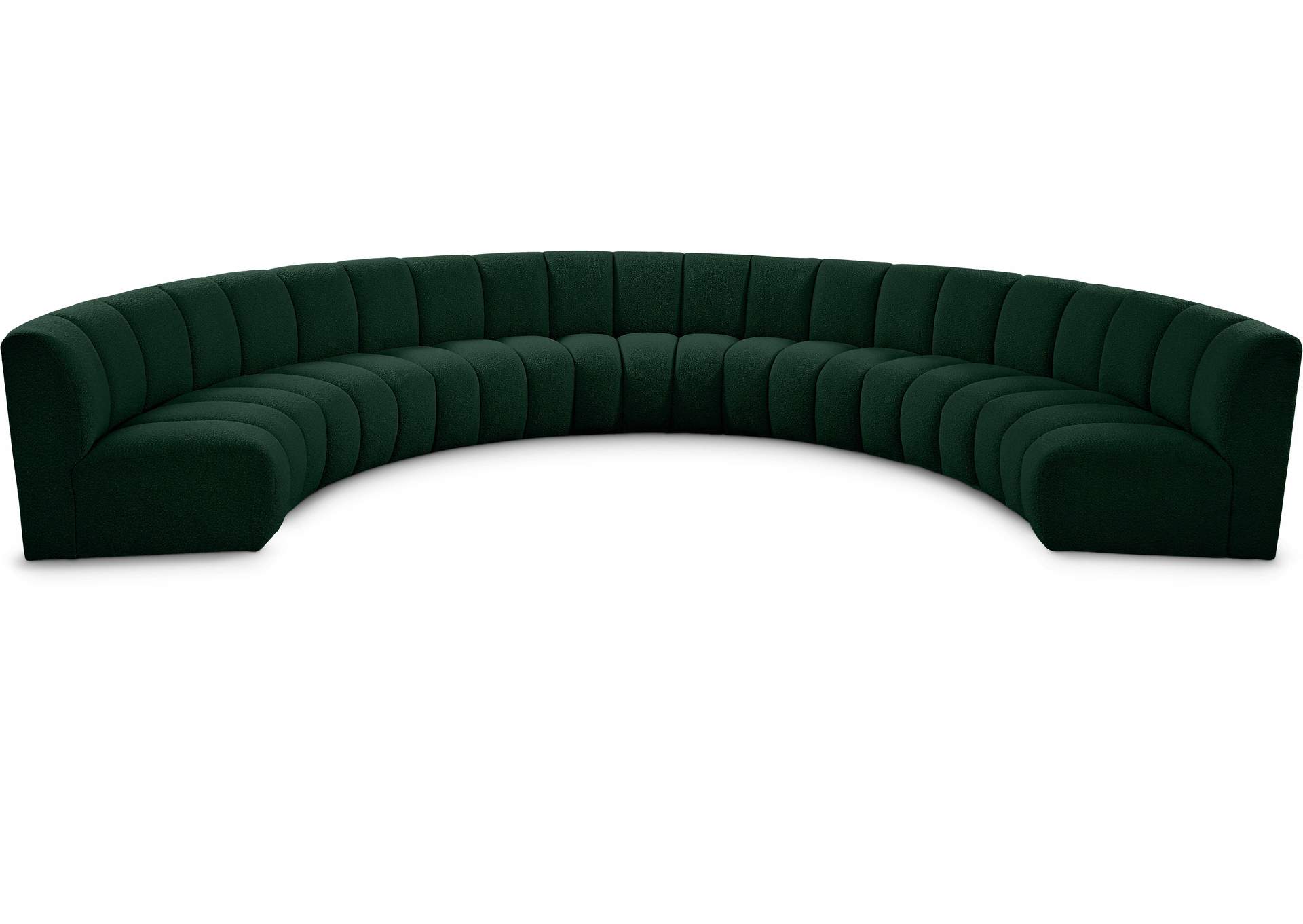 Infinity Green Boucle Fabric 7 Piece Modular Sectional