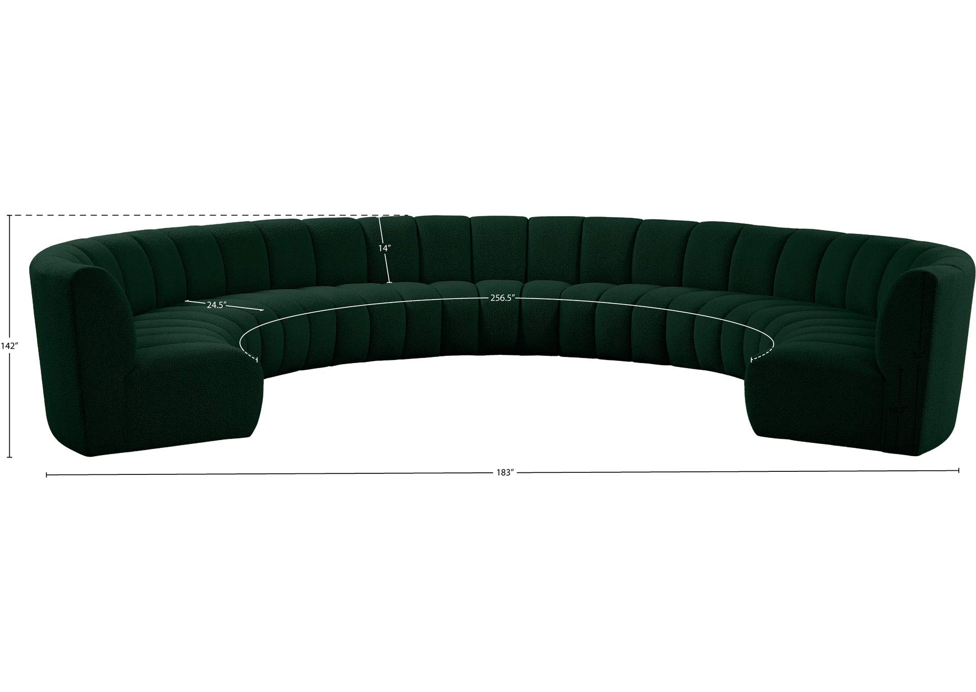 Infinity Green Boucle Fabric 9 Piece Modular Sectional