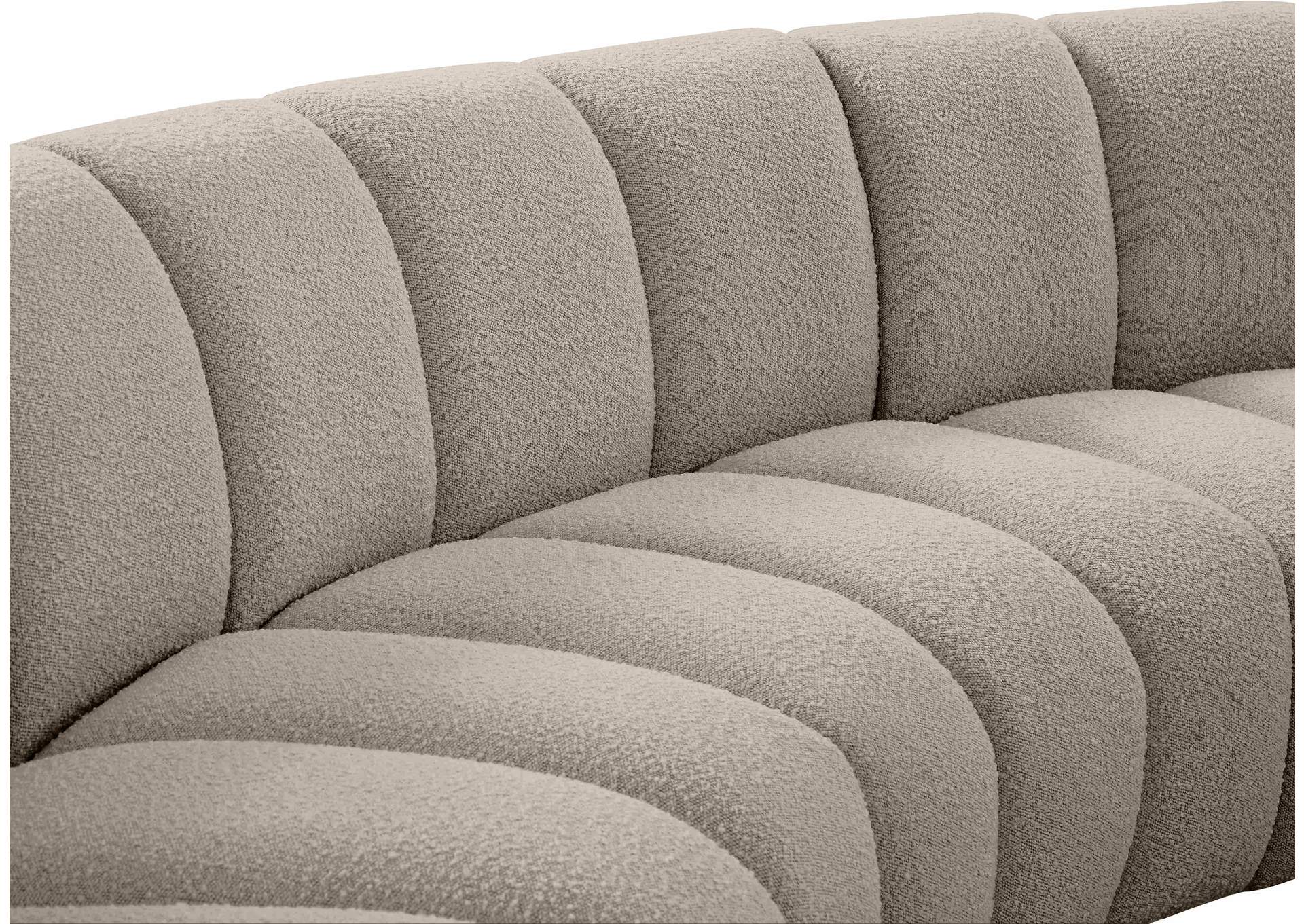 Infinity Brown Boucle Fabric 3 Piece Modular Sectional