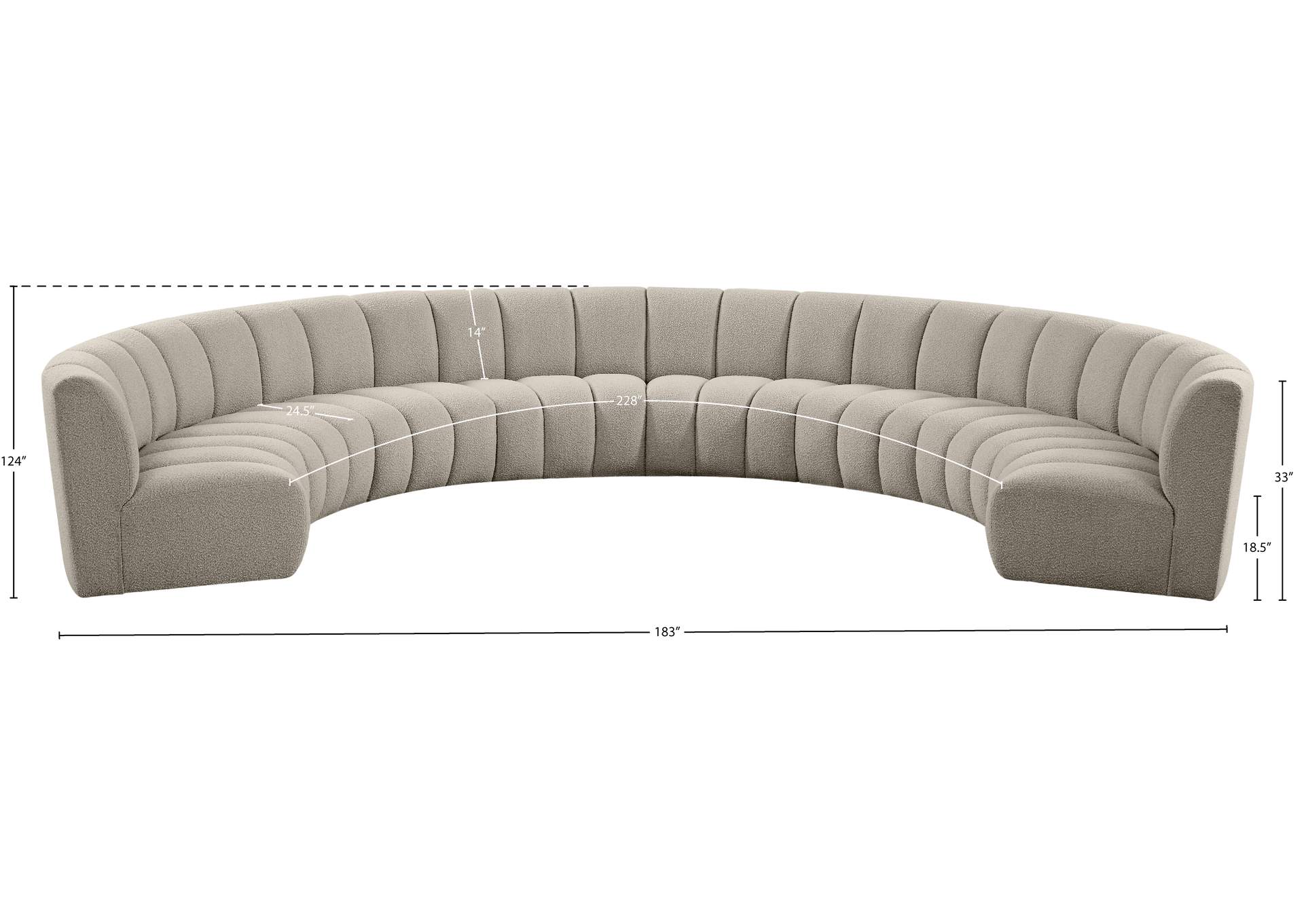 Infinity Brown Boucle Fabric 8 Piece Modular Sectional