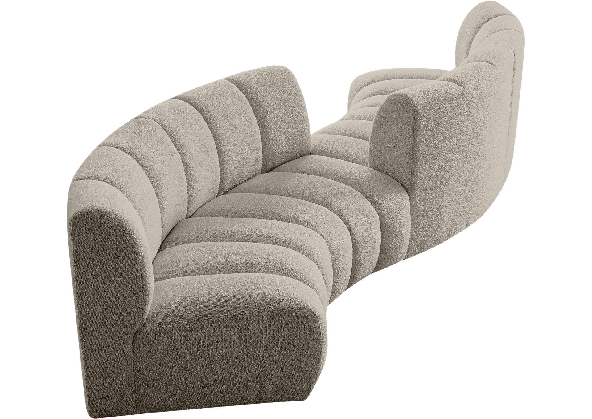 Infinity Brown Boucle Fabric 4 Piece Modular Sectional