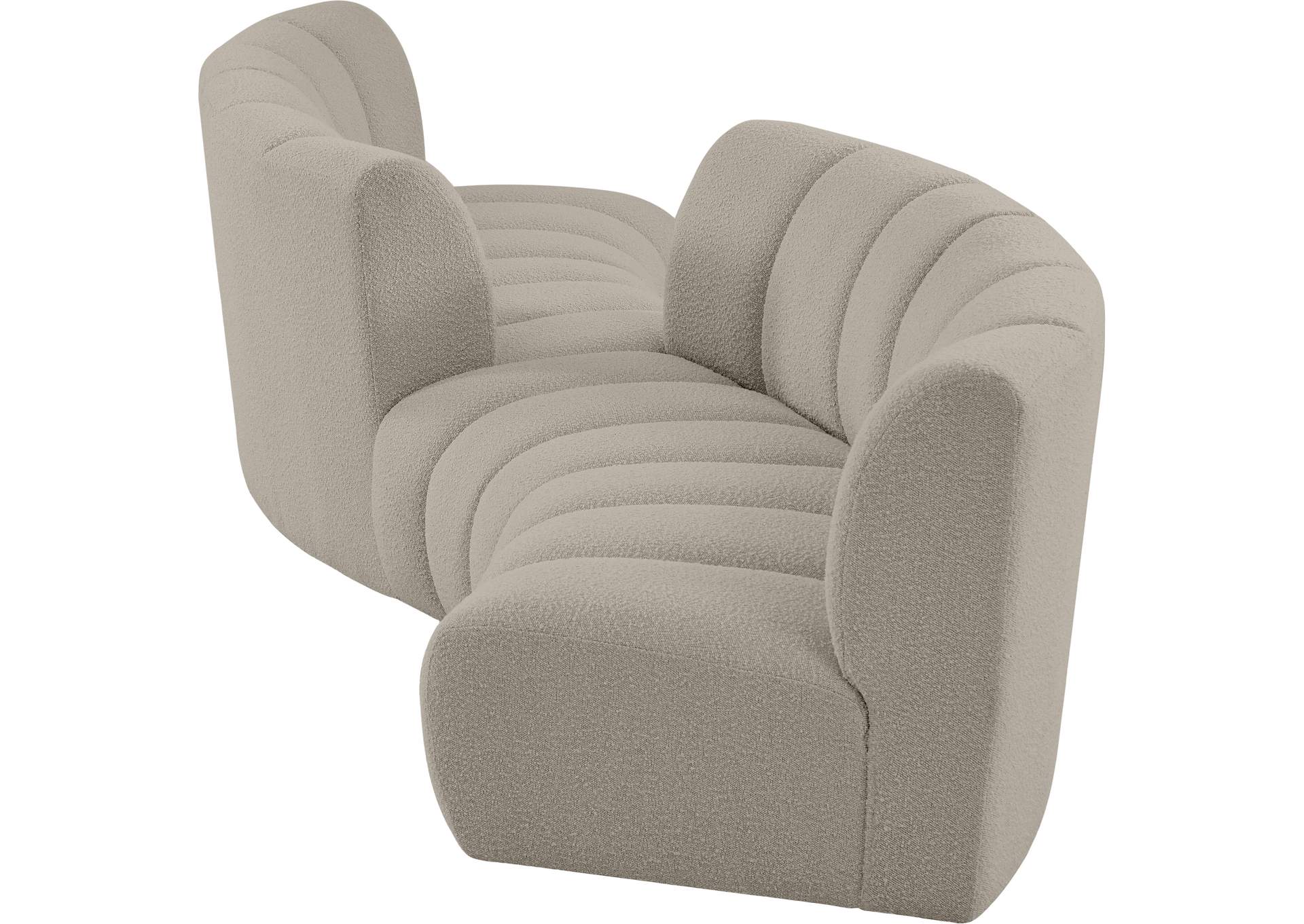 Infinity Brown Boucle Fabric 4 Piece Modular Sectional