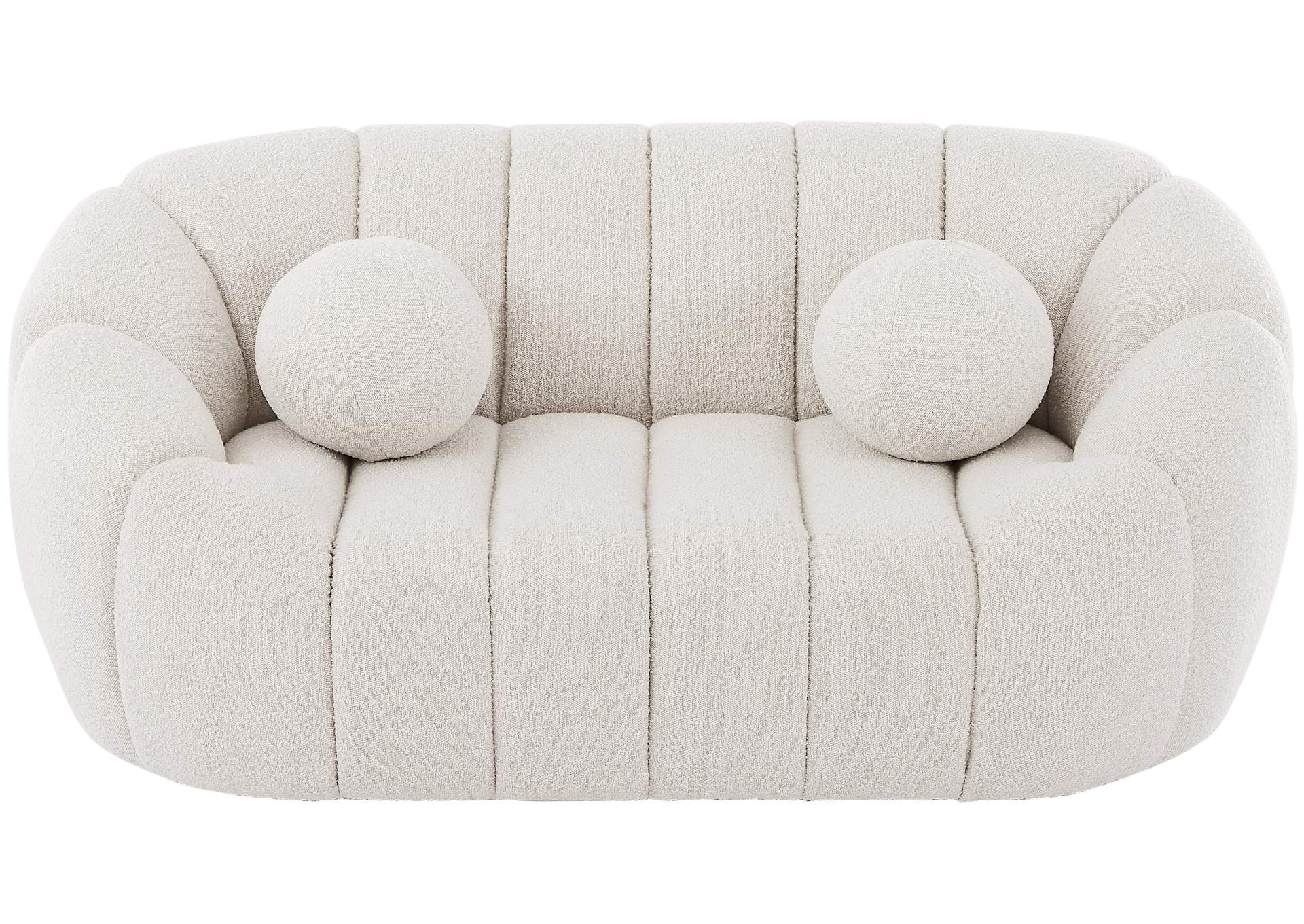 Elijah Cream Boucle Fabric Loveseat