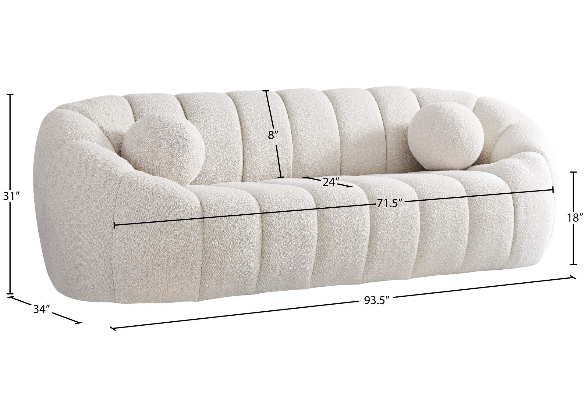 Elijah Cream Boucle Fabric Sofa