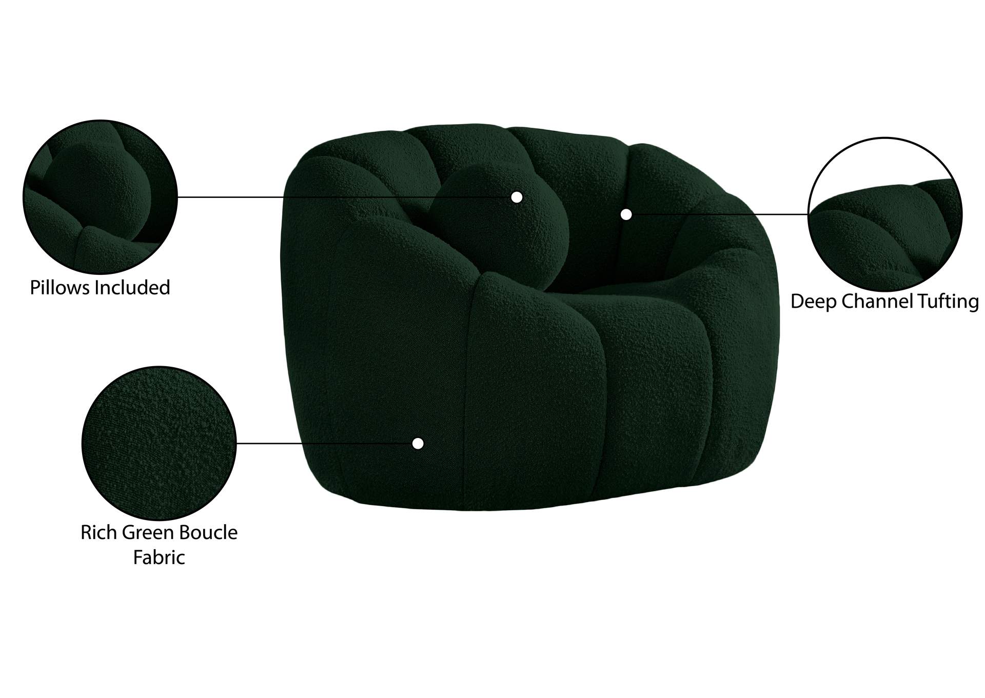 Elijah Green Boucle Fabric Chair