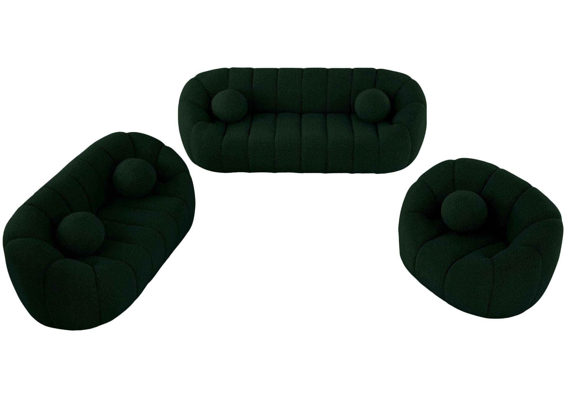 Elijah Green Boucle Fabric Sofa