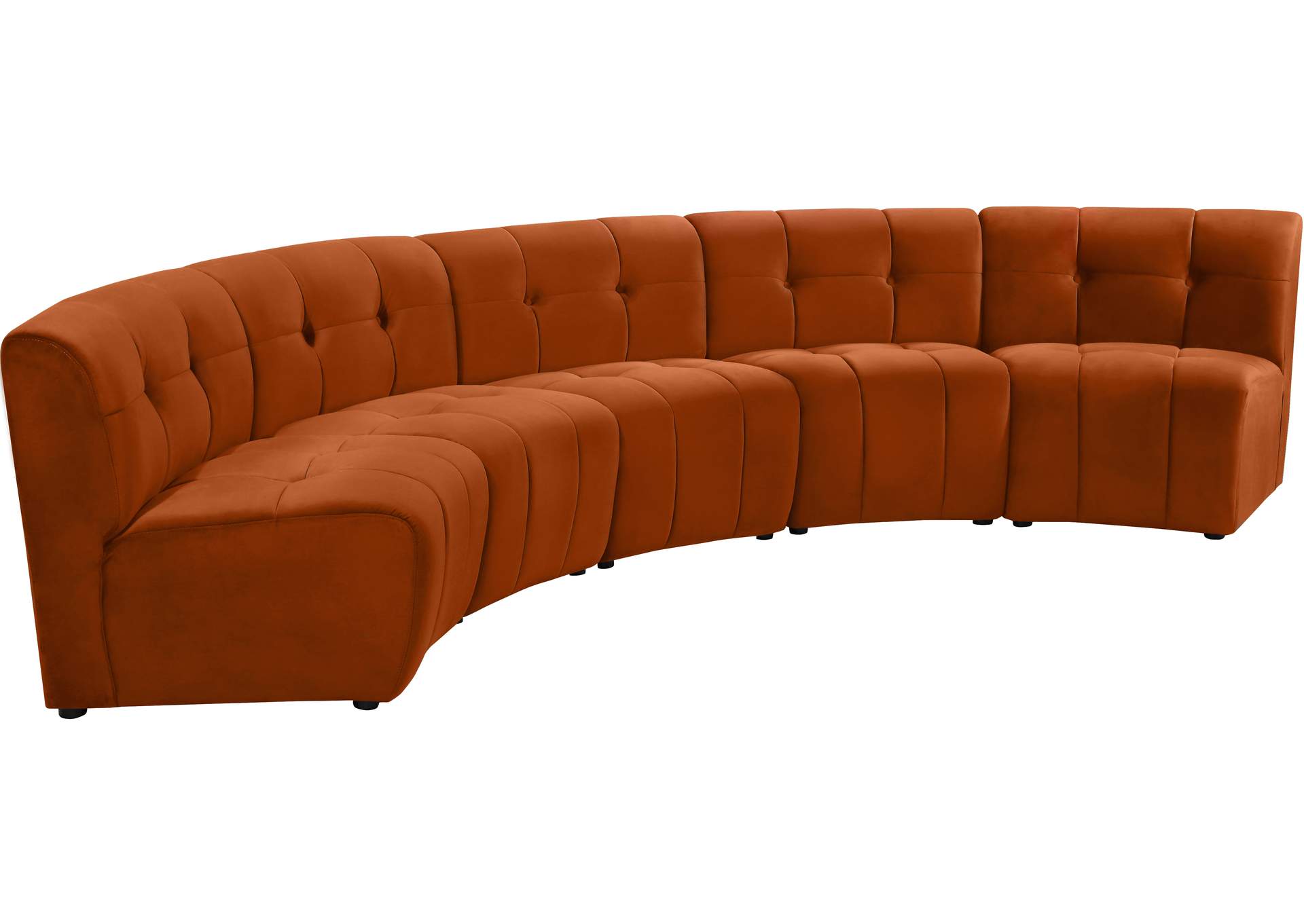 Limitless Cognac Velvet 5 Piece Modular Sectional