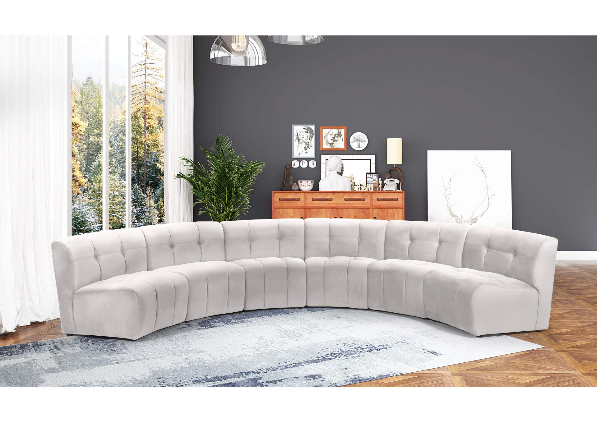 Limitless Cream Velvet 6 Piece . Modular Sectional image 3