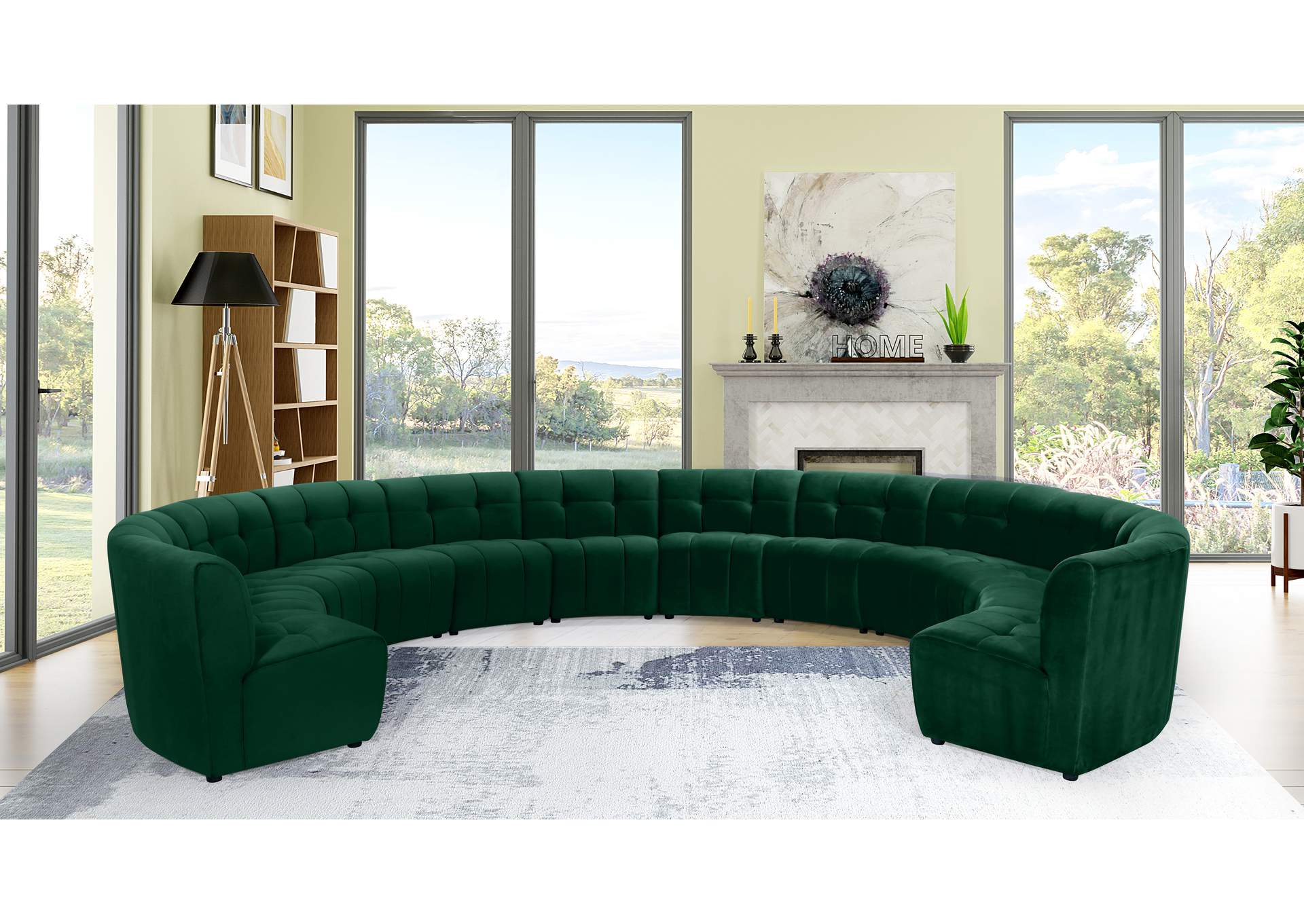 Limitless Green Velvet 12 Piece Modular Sectional