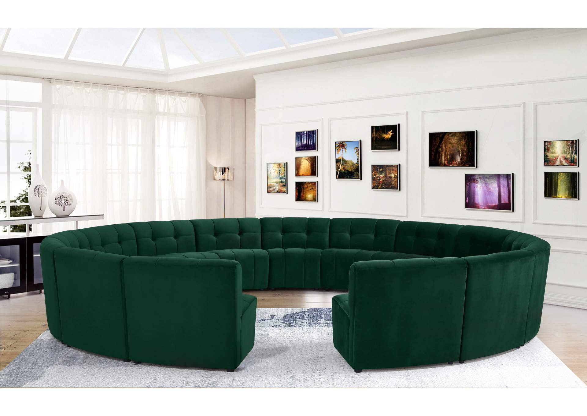 Limitless Green Velvet 15 Piece Modular Sectional