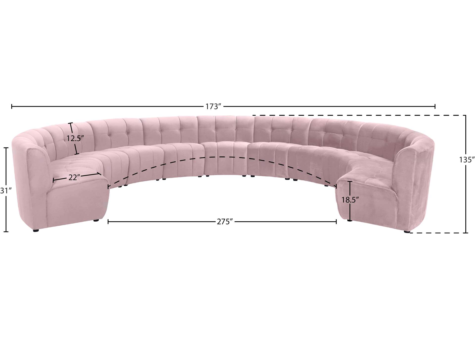 Limitless Pink Velvet 11 Piece Modular Sectional