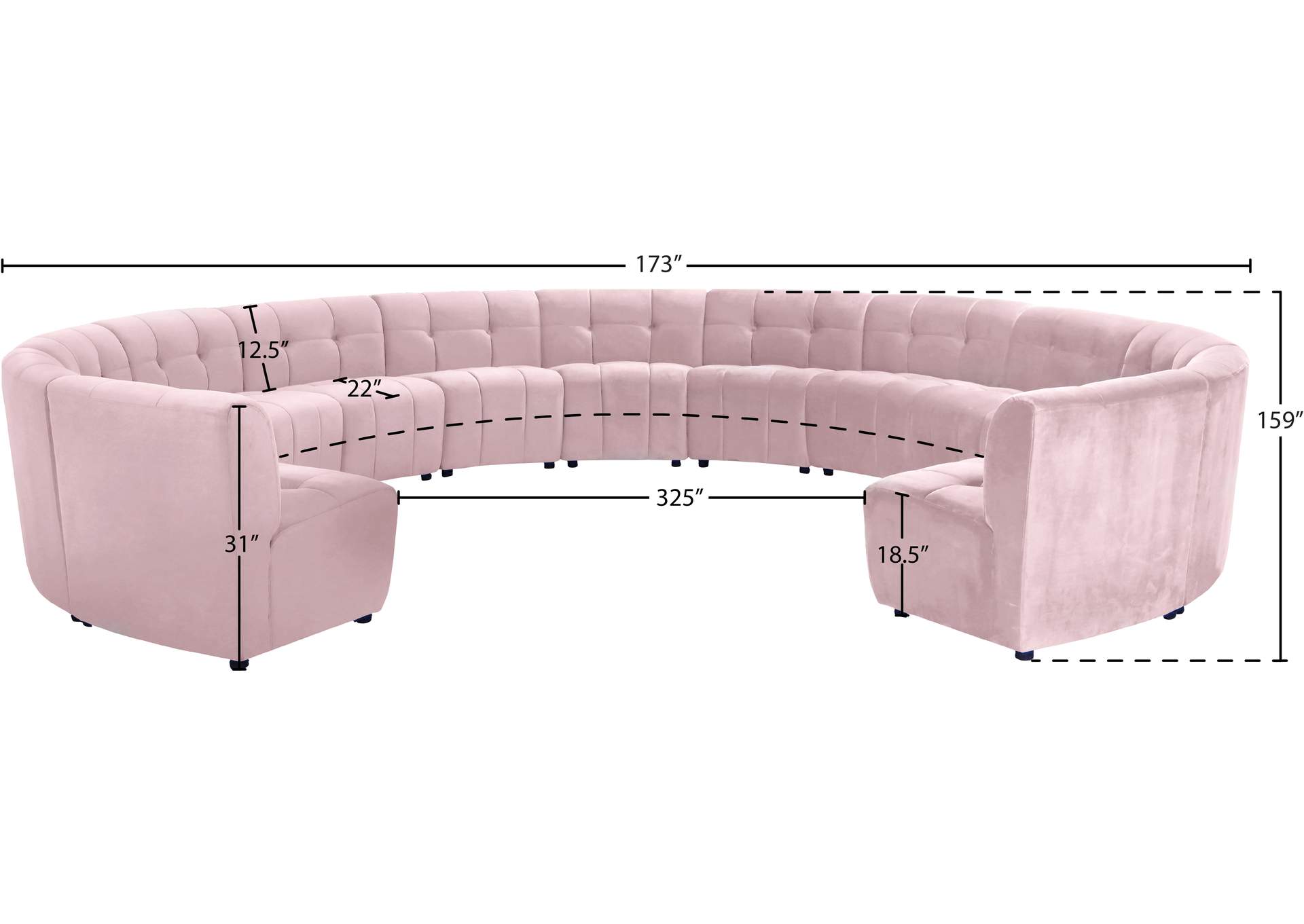 Limitless Pink Velvet 13 Piece Modular Sectional