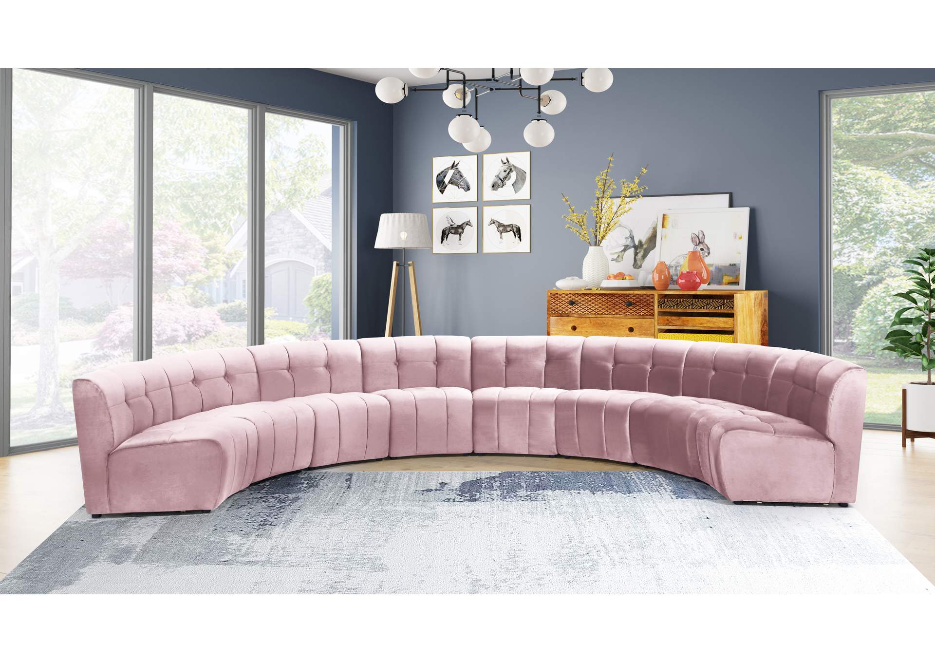 Limitless Pink Velvet 8 Piece Modular Sectional