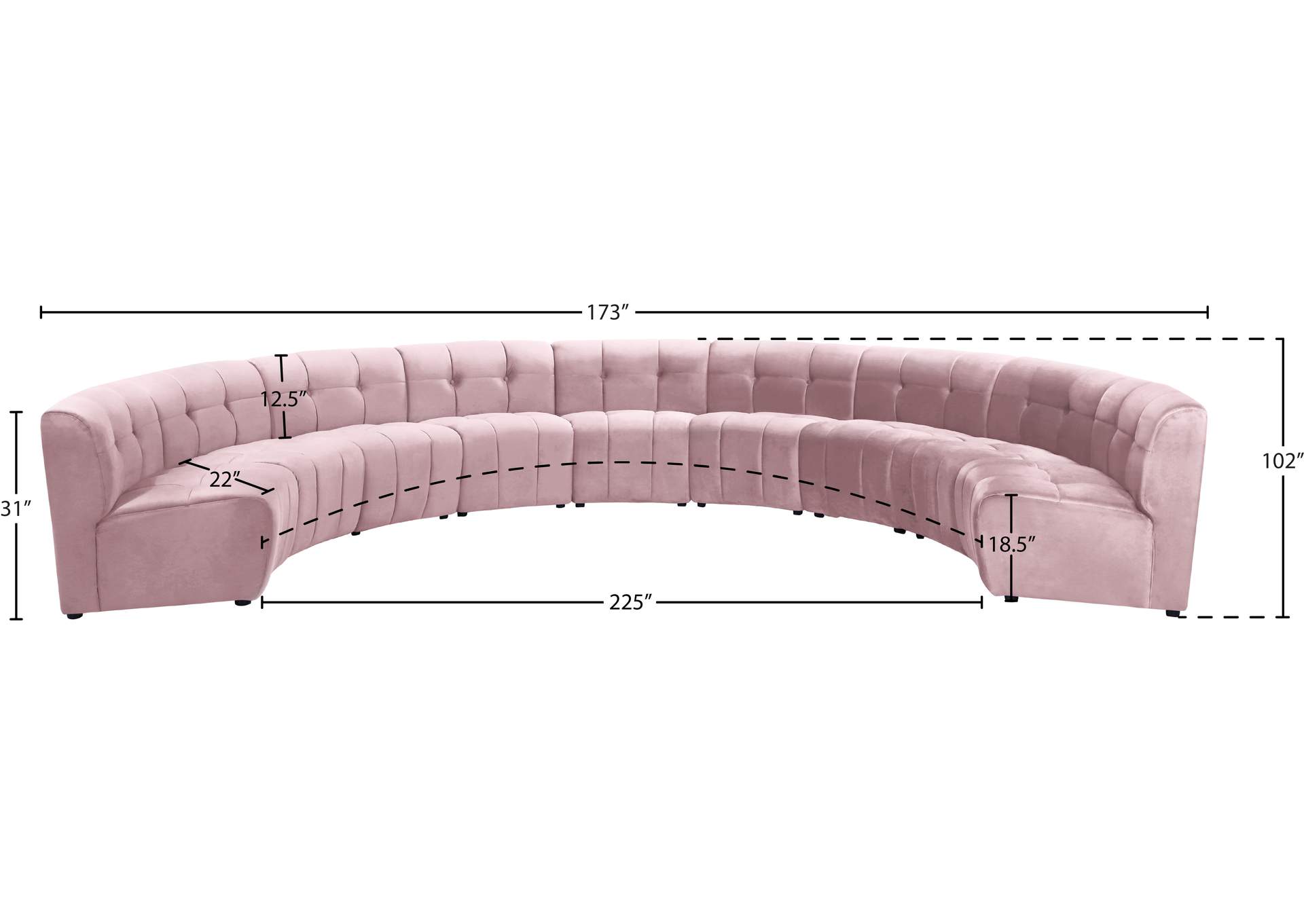 Limitless Pink Velvet 9 Piece Modular Sectional