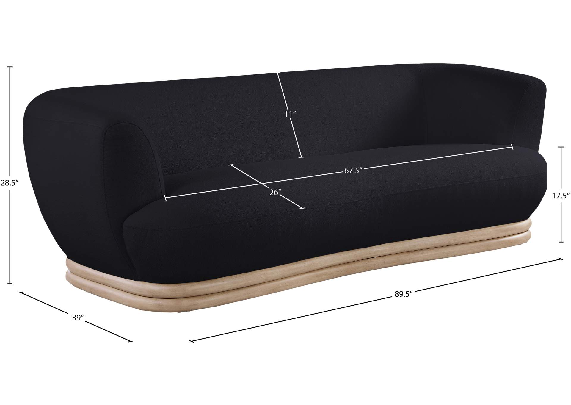 Kipton Black Boucle Fabric Sofa