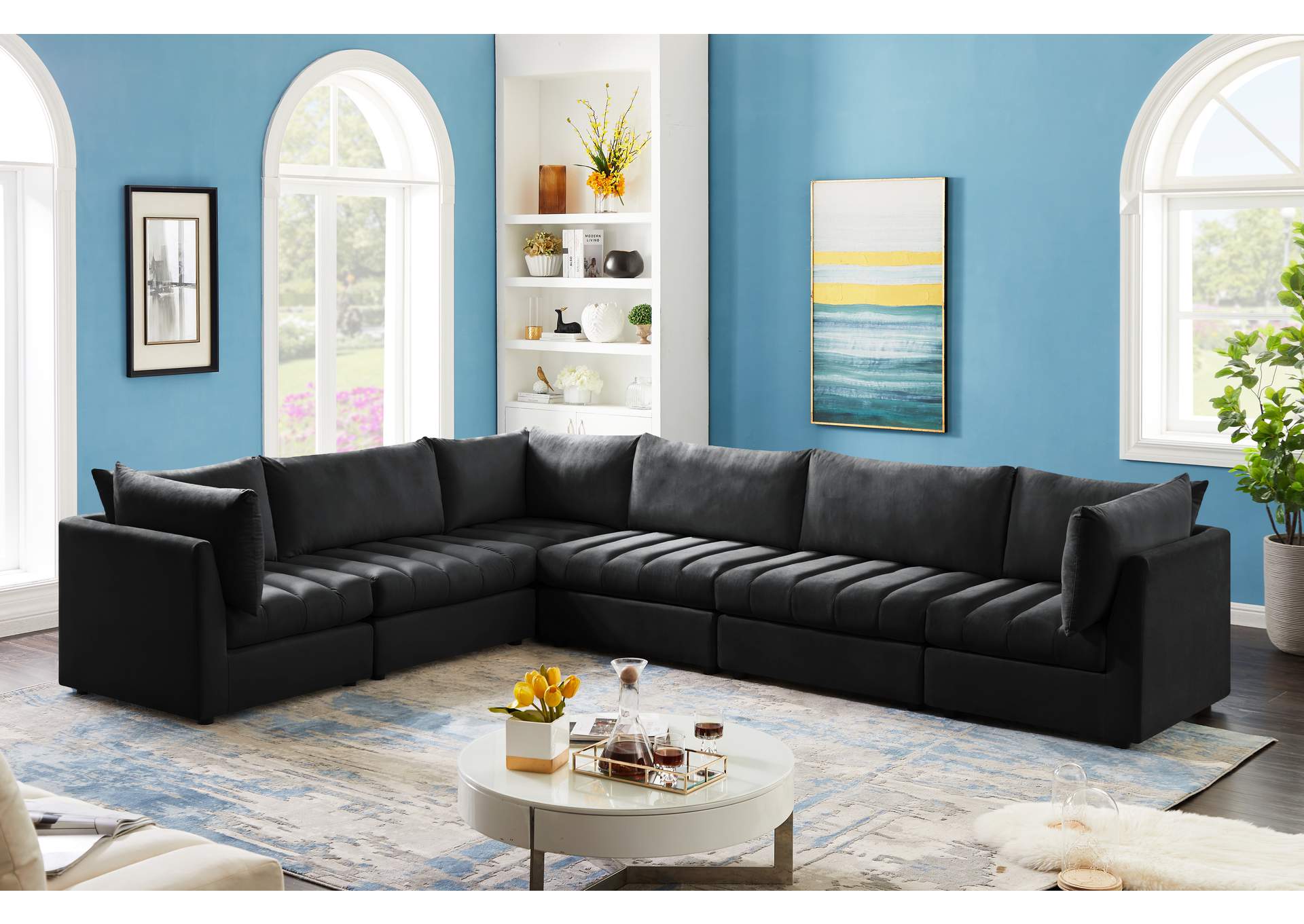 Jacob Black Velvet Modular Sectional
