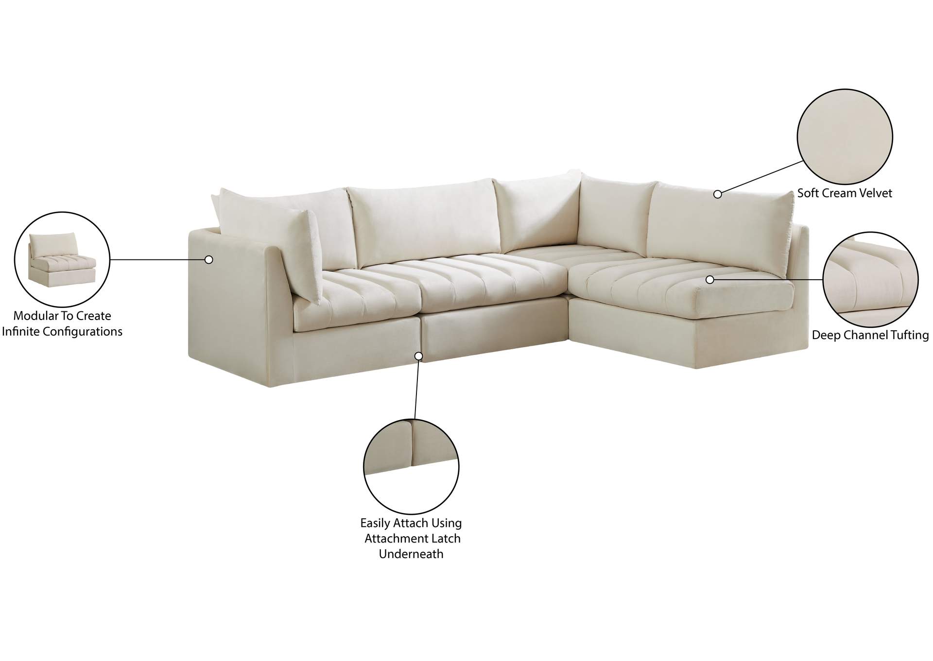 Jacob Cream Velvet Modular Sectional