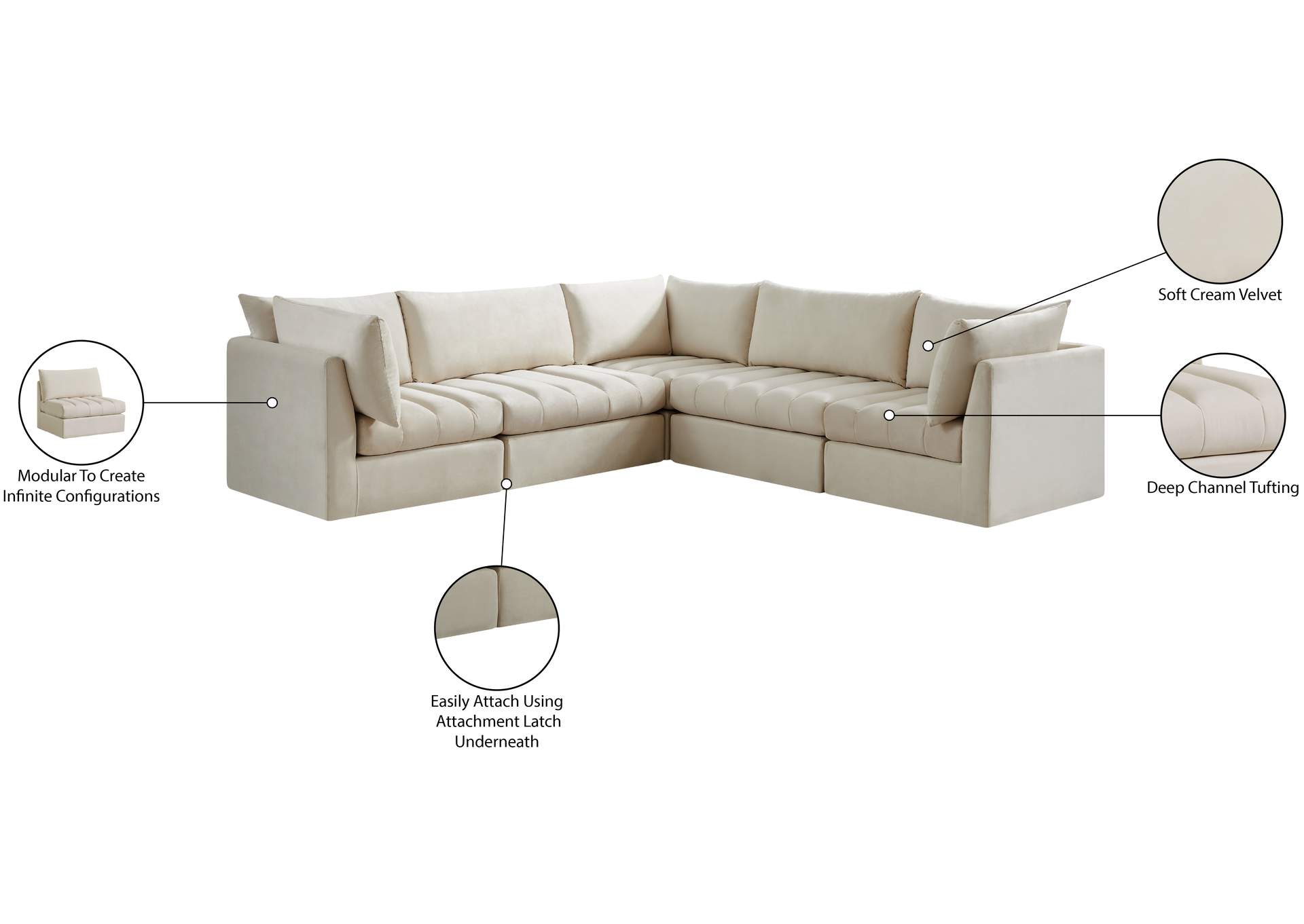 Jacob Cream Velvet Modular Sectional
