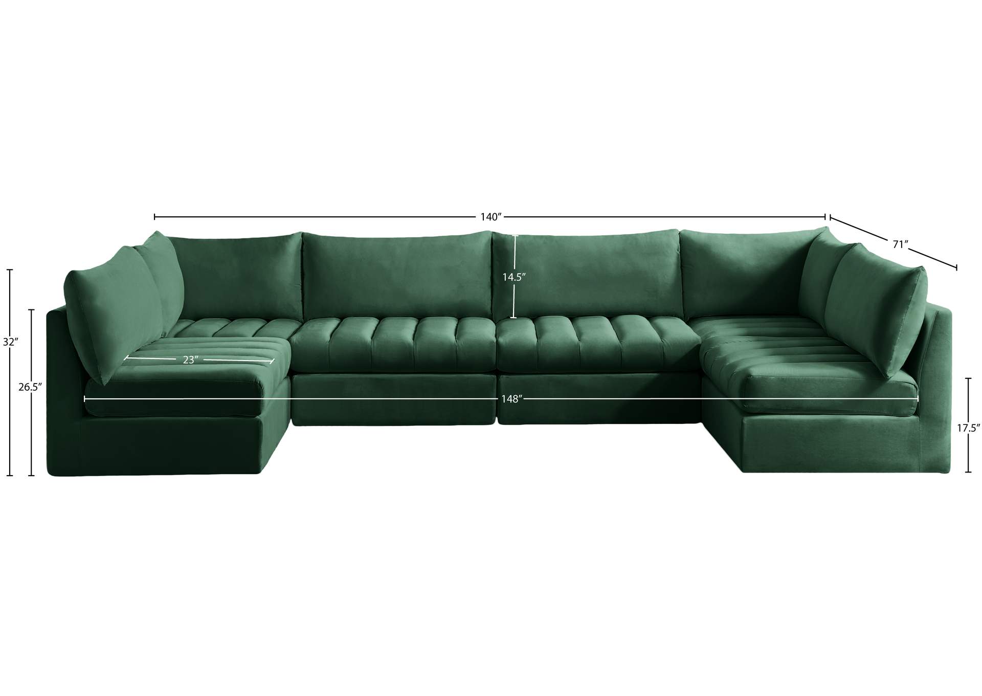 Jacob Green Velvet Modular Sectional