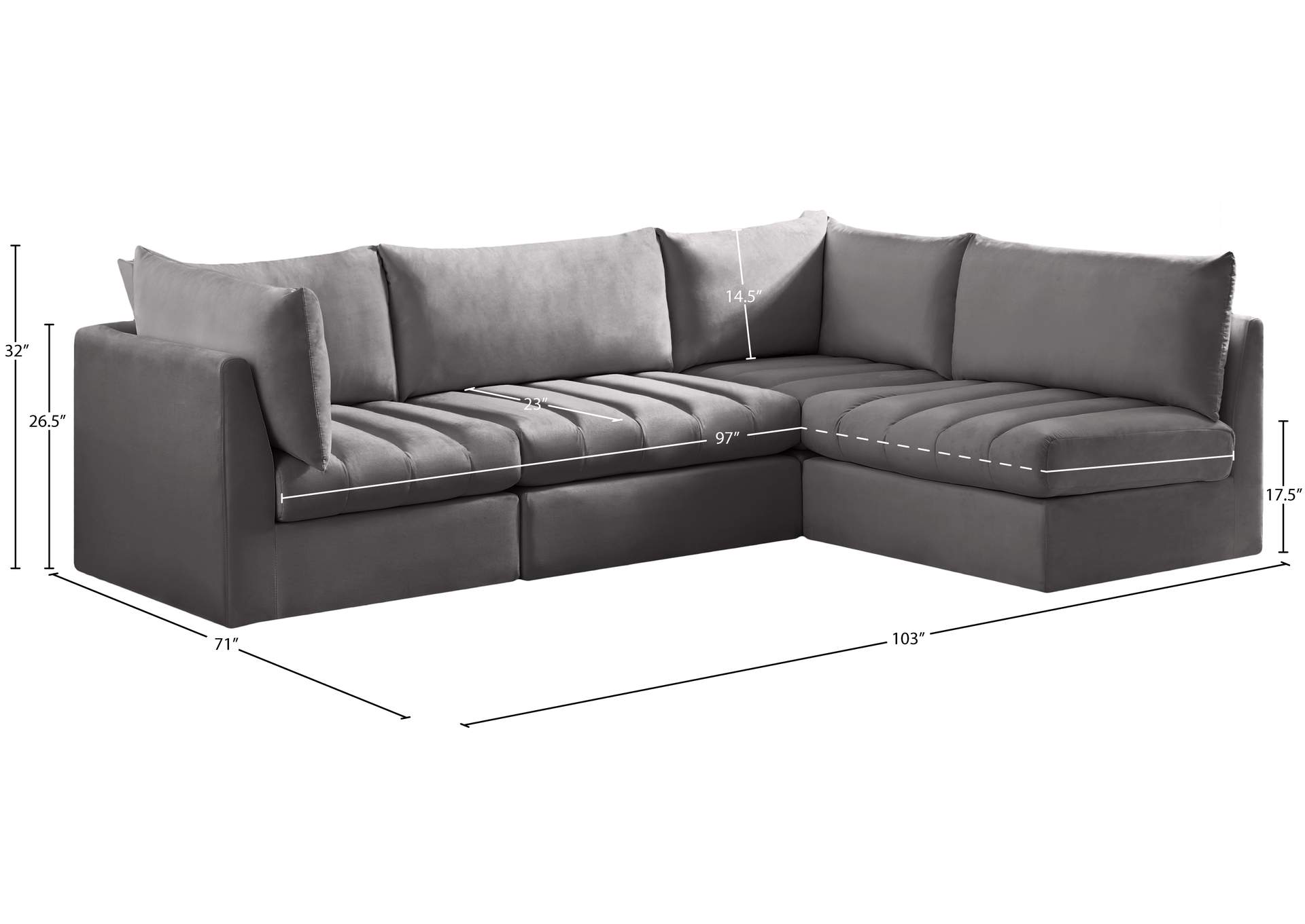 Jacob Grey Velvet Modular Sectional
