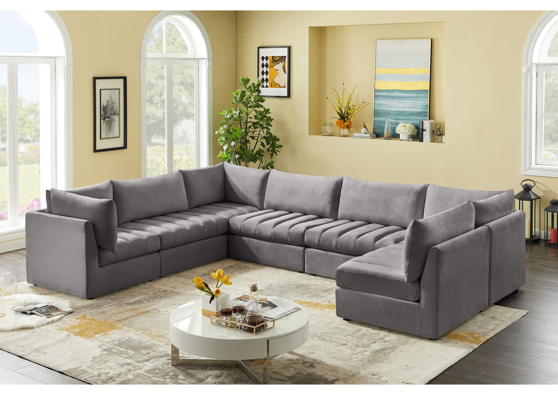 Jacob Grey Velvet Modular Sectional