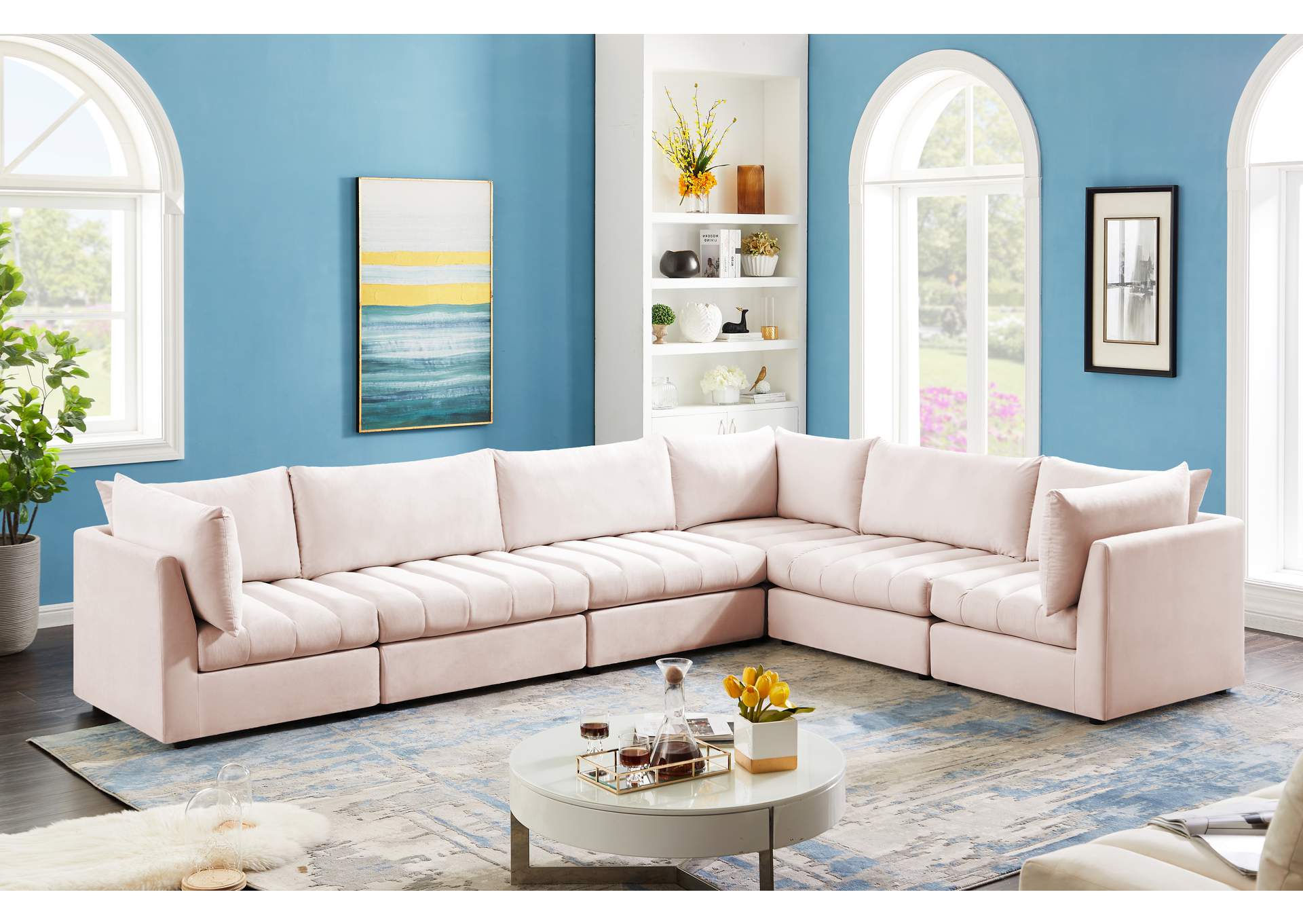 Jacob Pink Velvet Modular Sectional