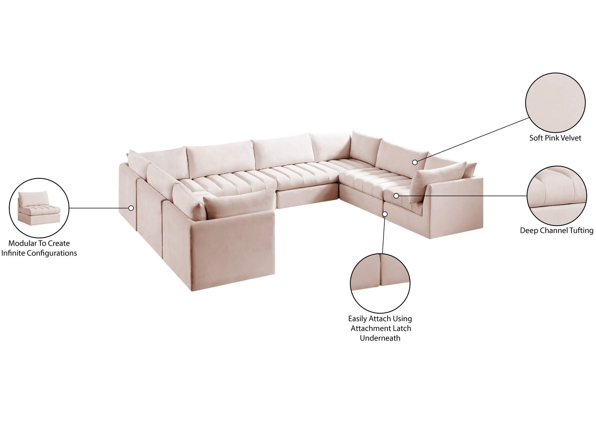Jacob Pink Velvet Modular Sectional