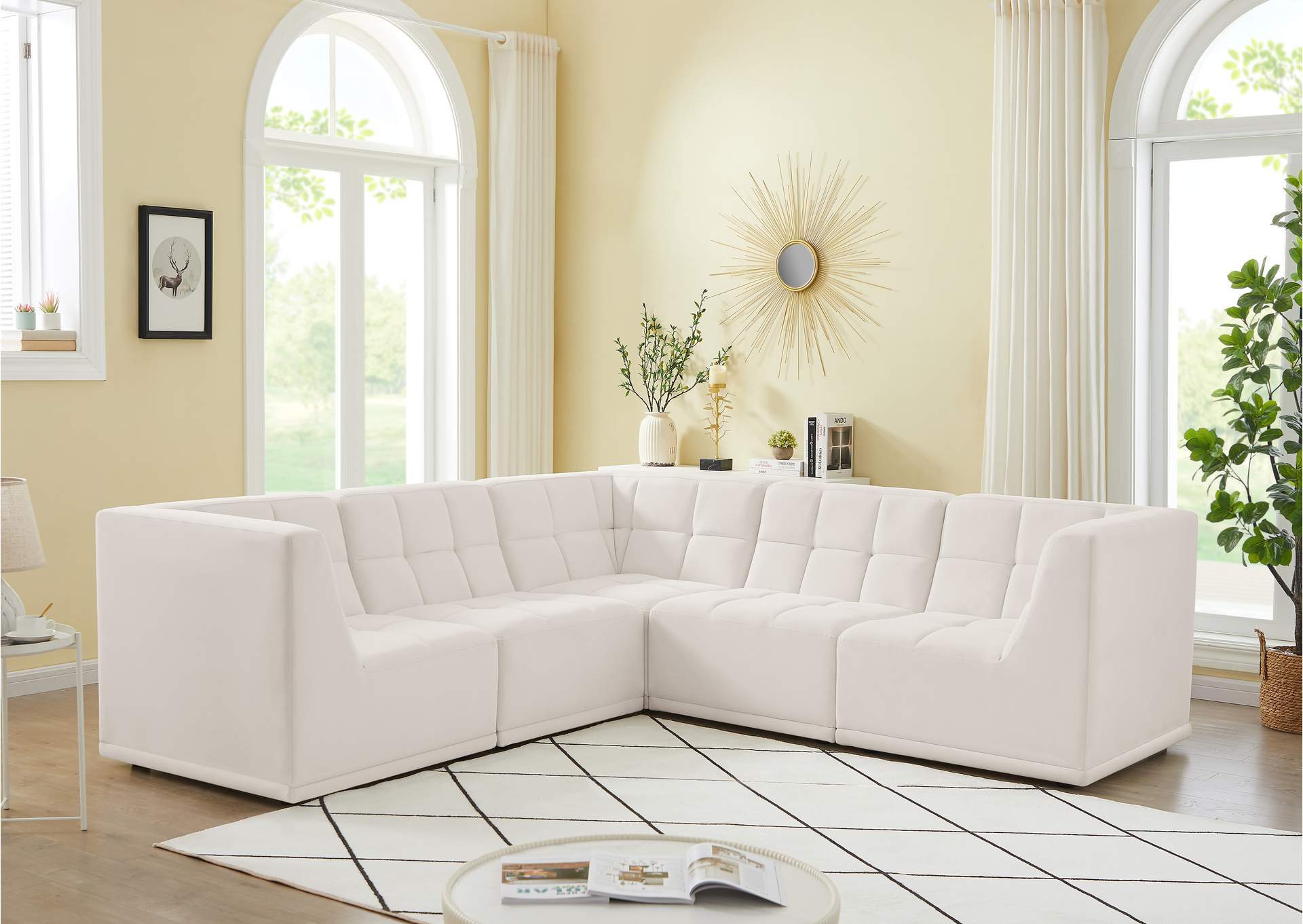 Relax Cream Velvet Modular Sectional