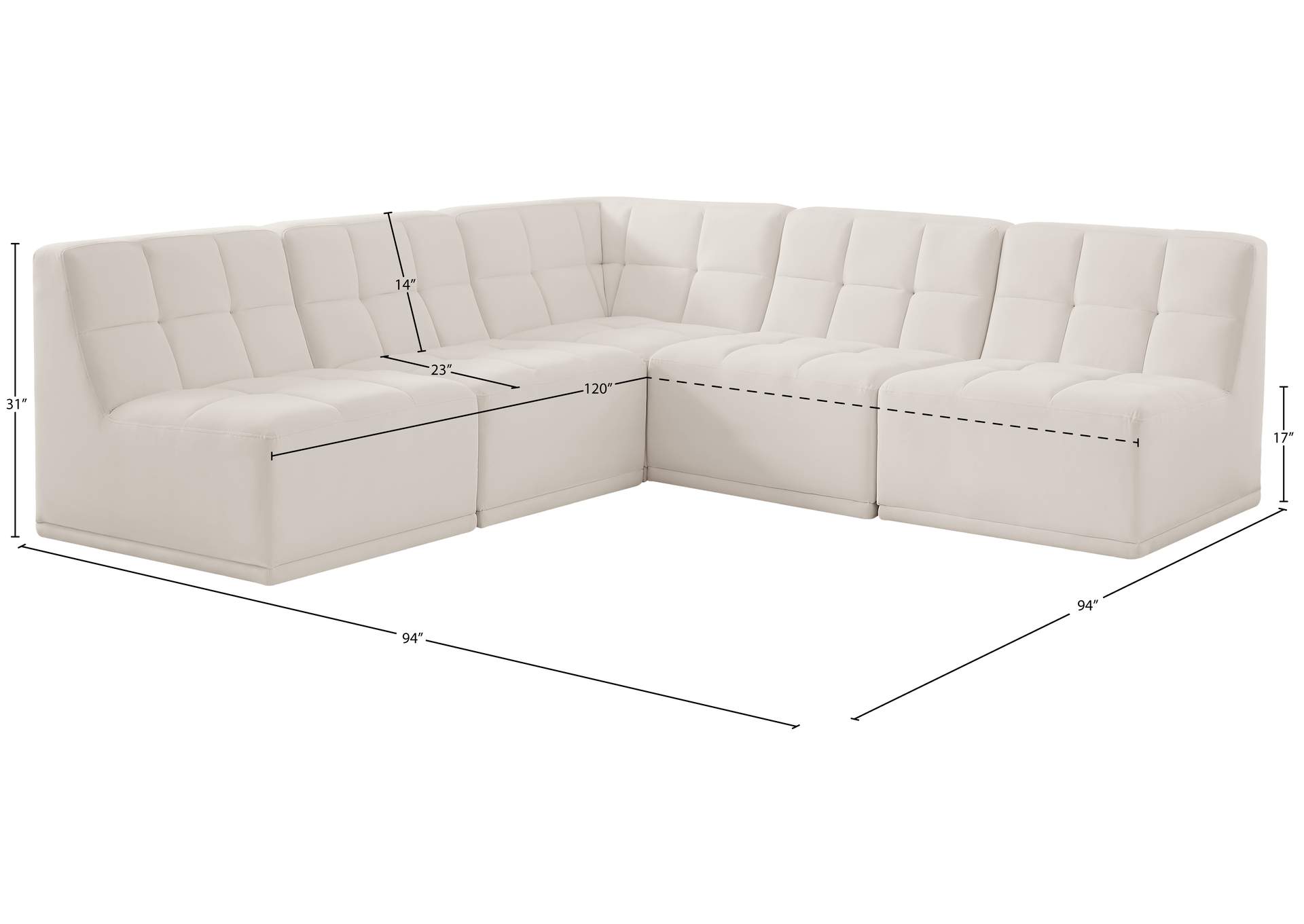 Relax Cream Velvet Modular Sectional