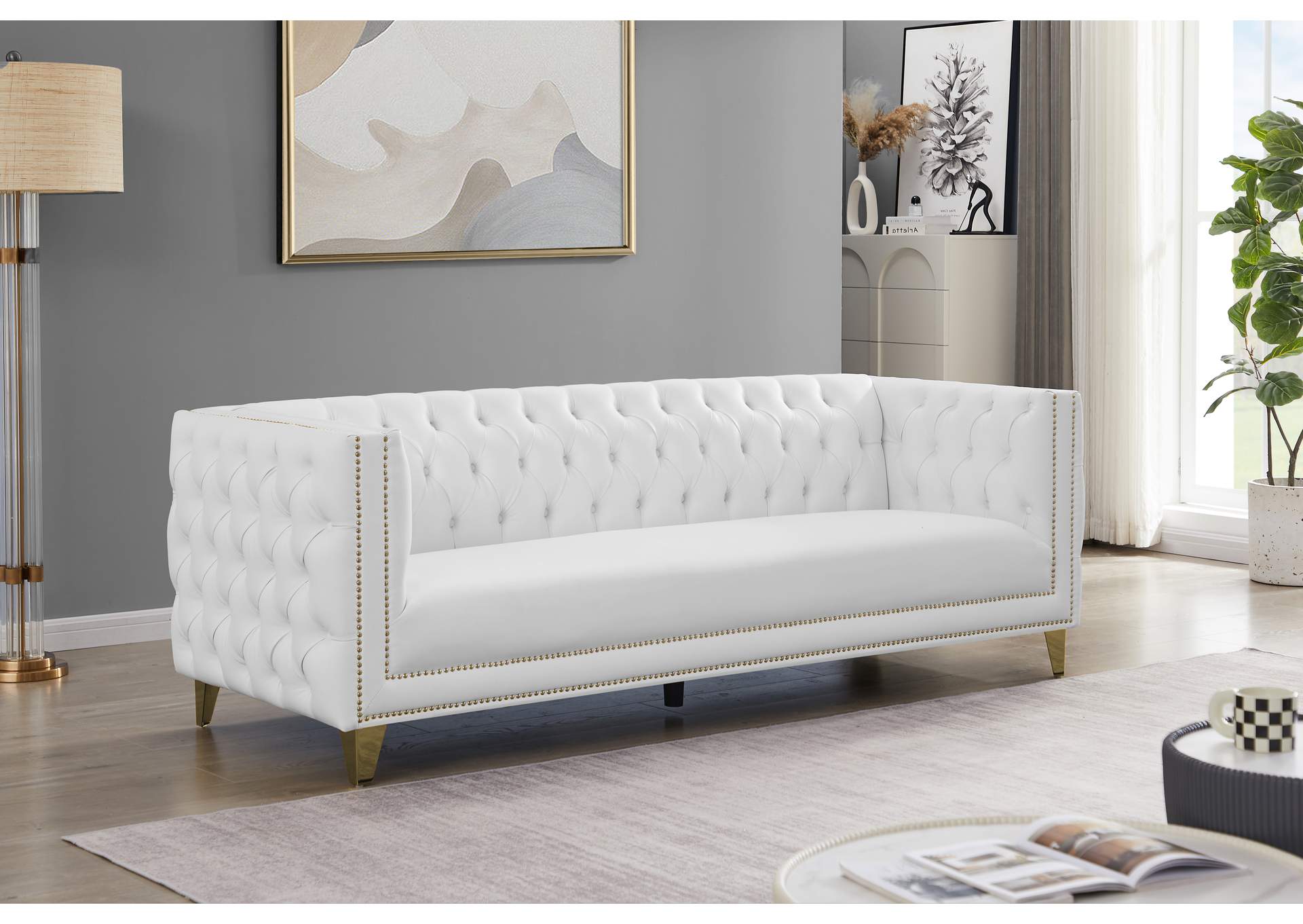 Michelle White Vegan Leather Sofa
