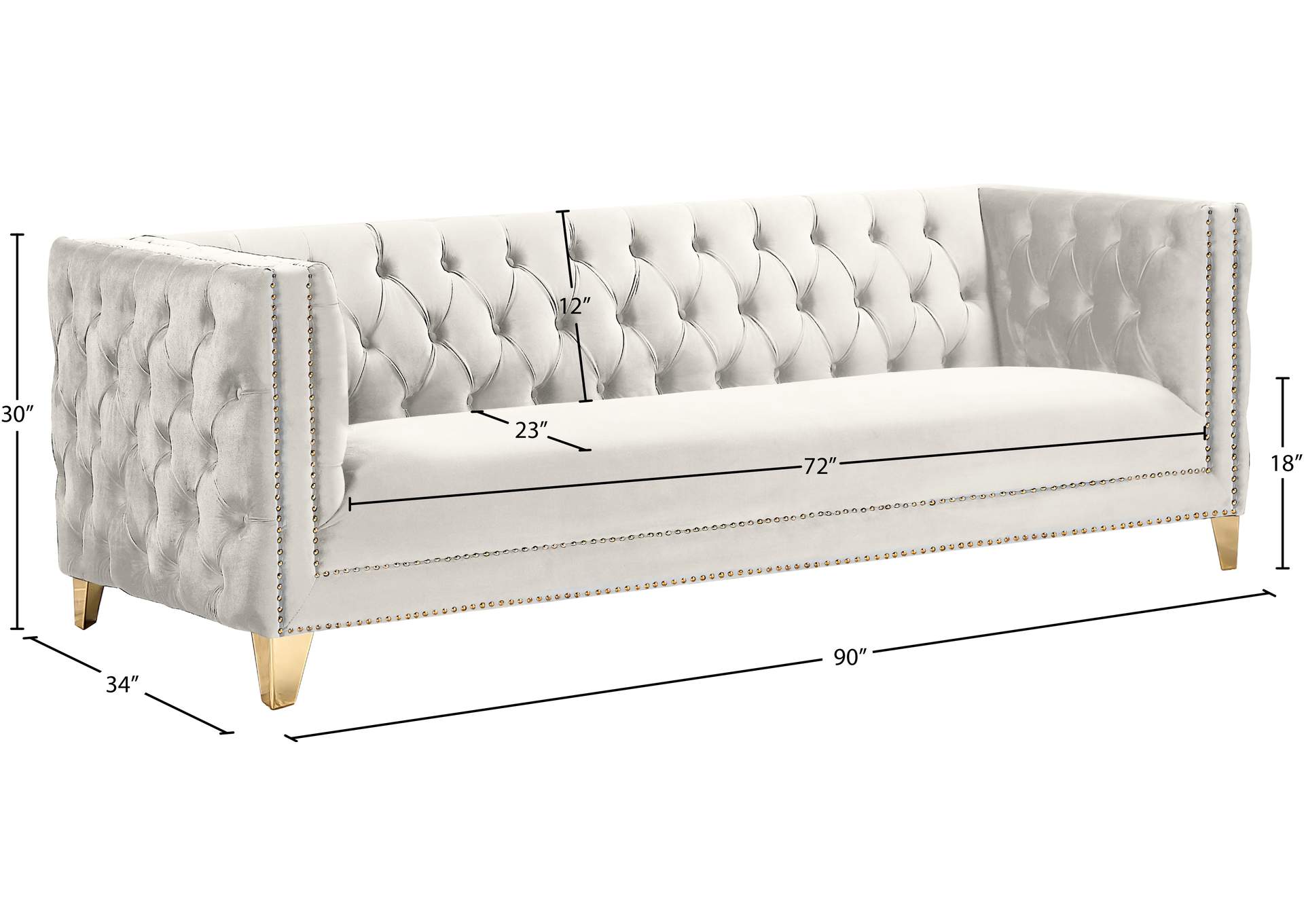Michelle Cream Velvet Sofa