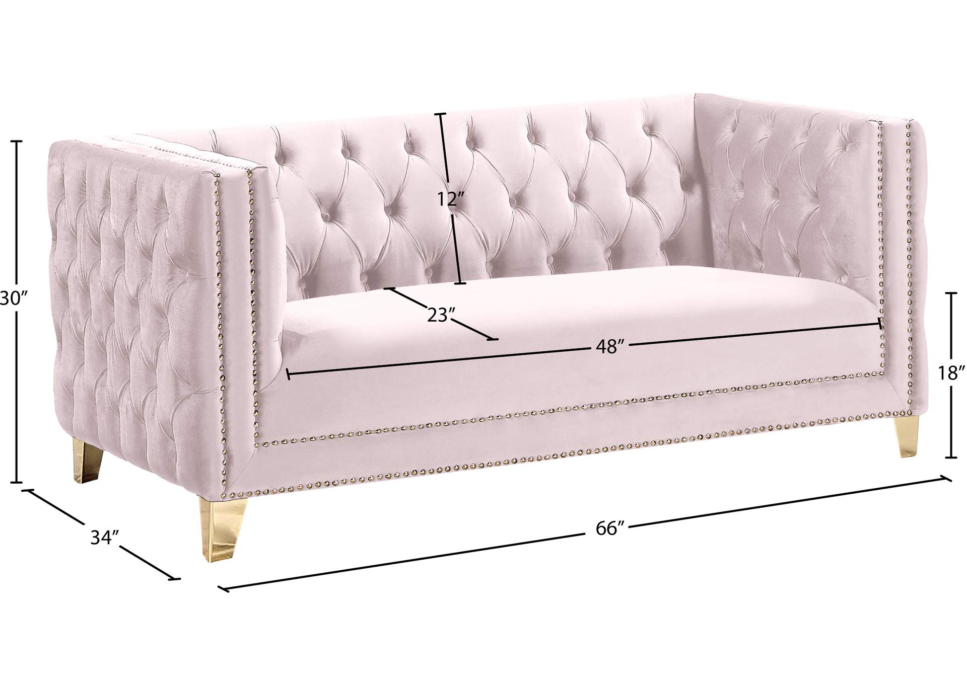 Michelle Pink Velvet Loveseat