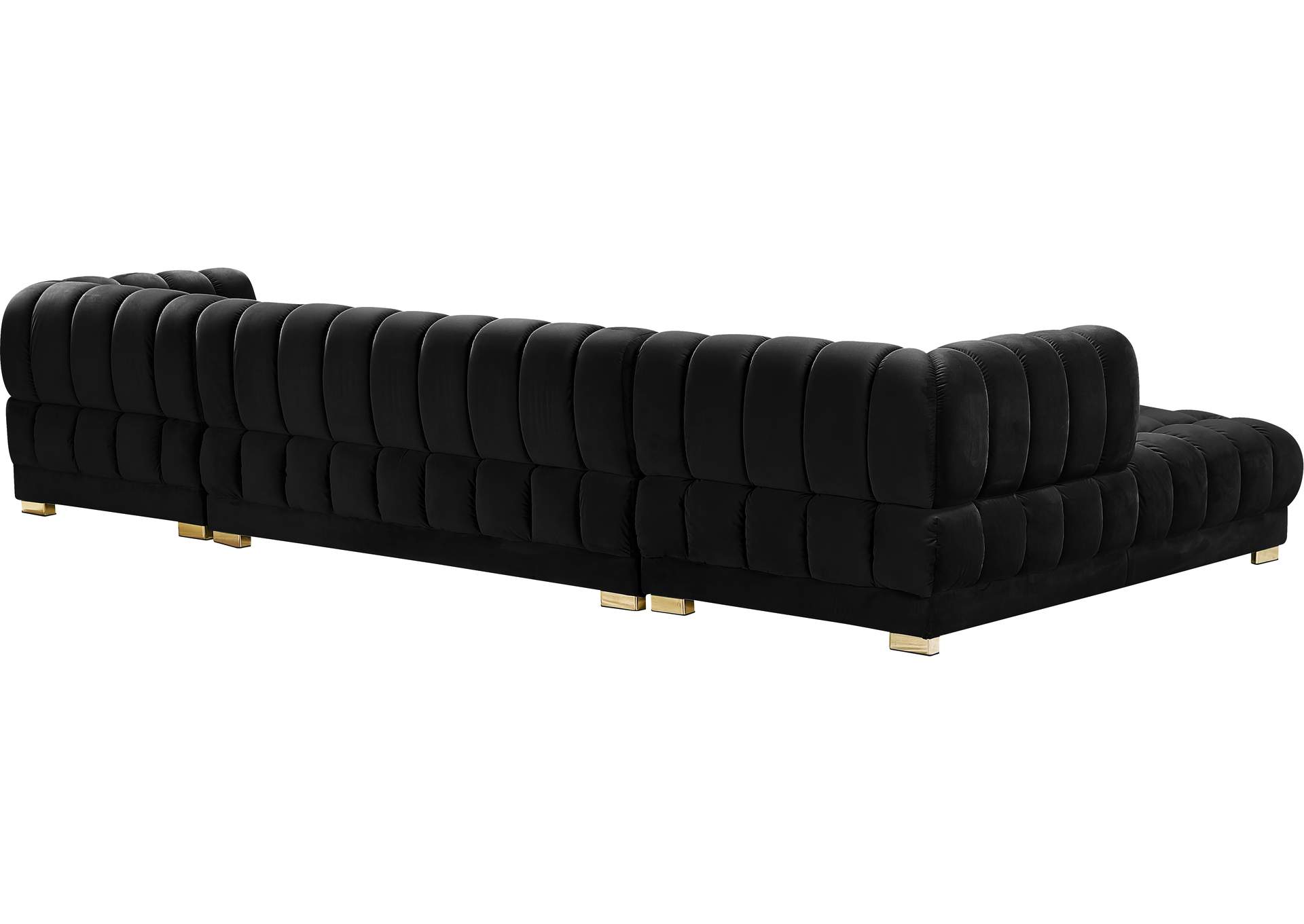 Gwen Black Velvet 3 Piece Sectional (3 Boxes)