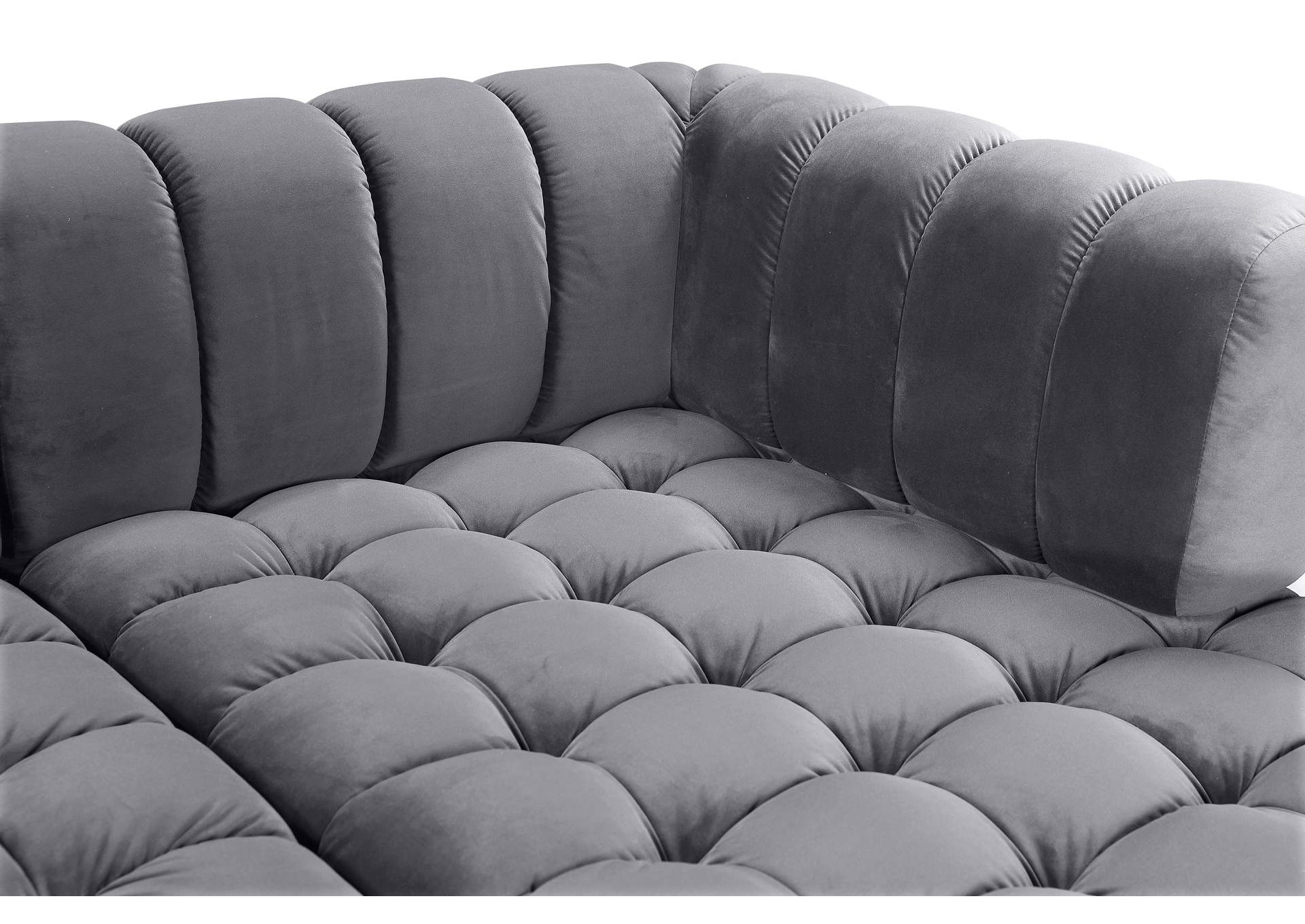 Gwen Grey Velvet 3 Piece Sectional (3 Boxes)