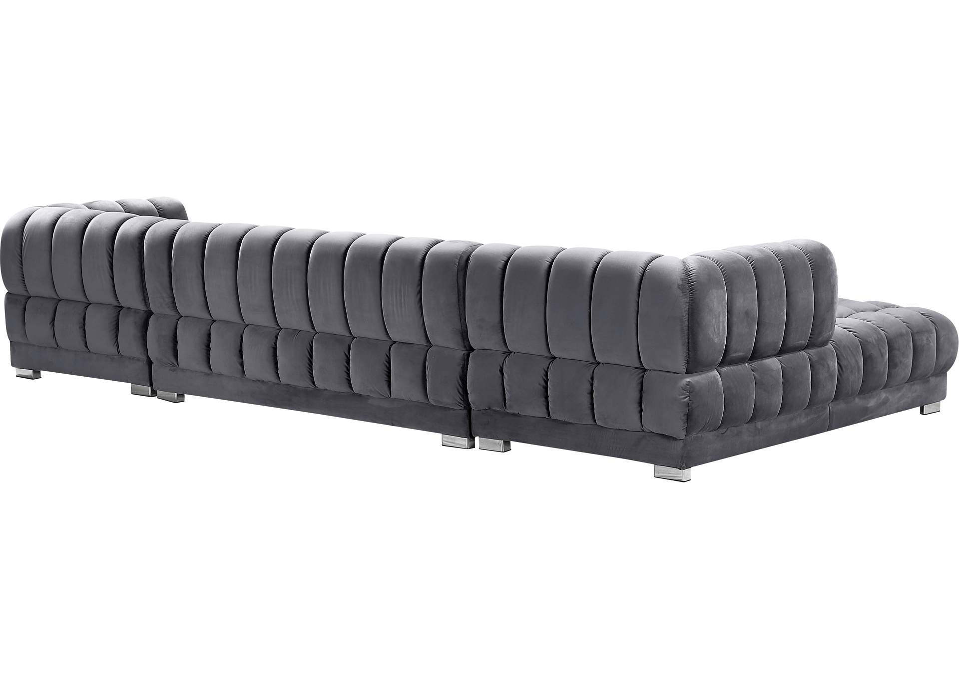 Gwen Grey Velvet 3 Piece Sectional (3 Boxes)